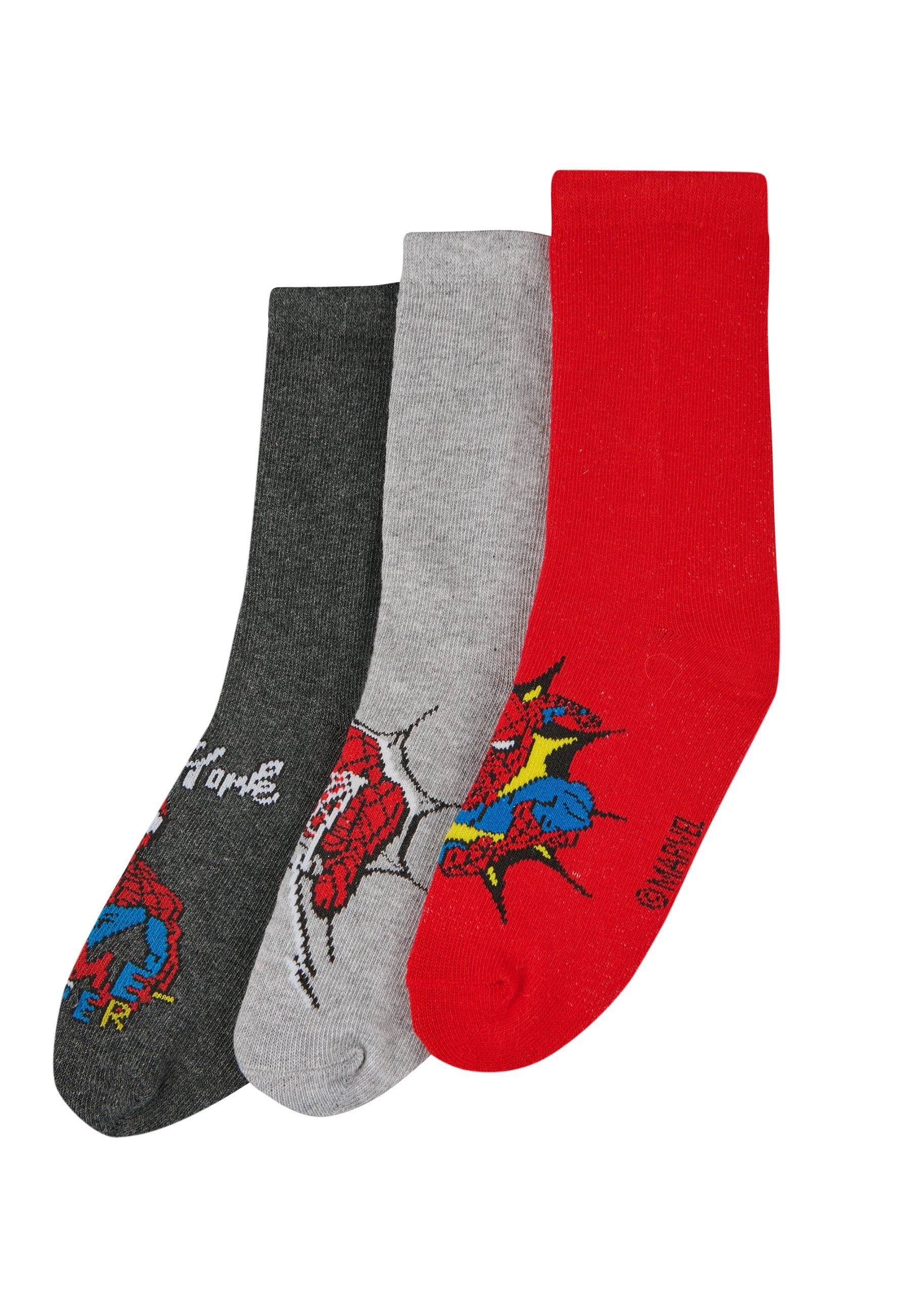 ONOMATO! Socken Spider-Man Kinder Jungen Socken 3er Pack (3-Paar)