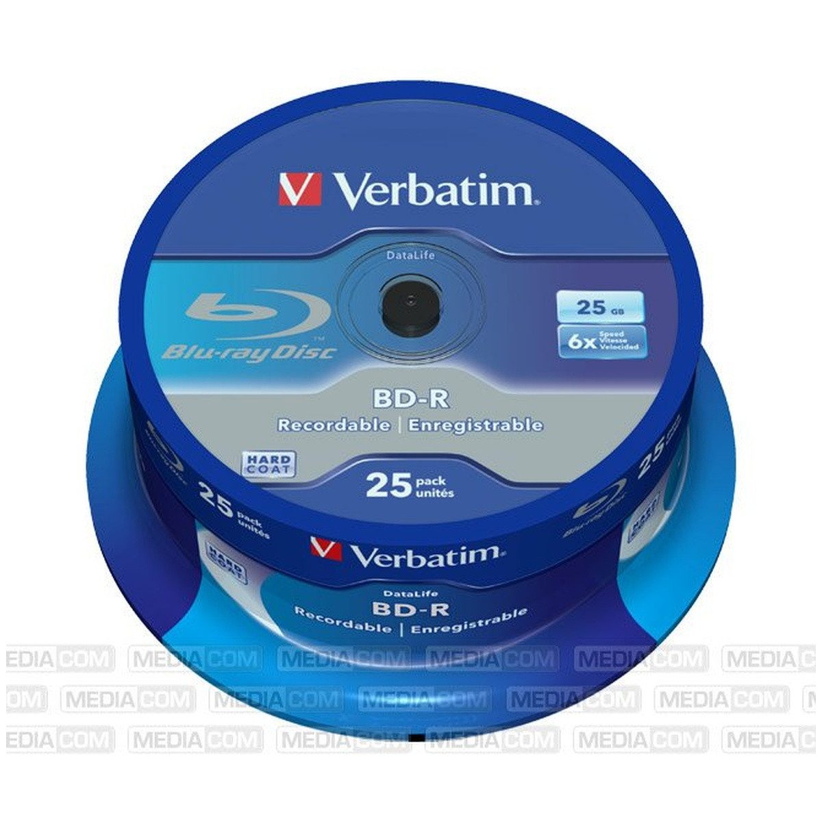 Verbatim Blu-ray-Rohling Verbatim BD-R 25GB 1-6x Cakebox 25er White Blue