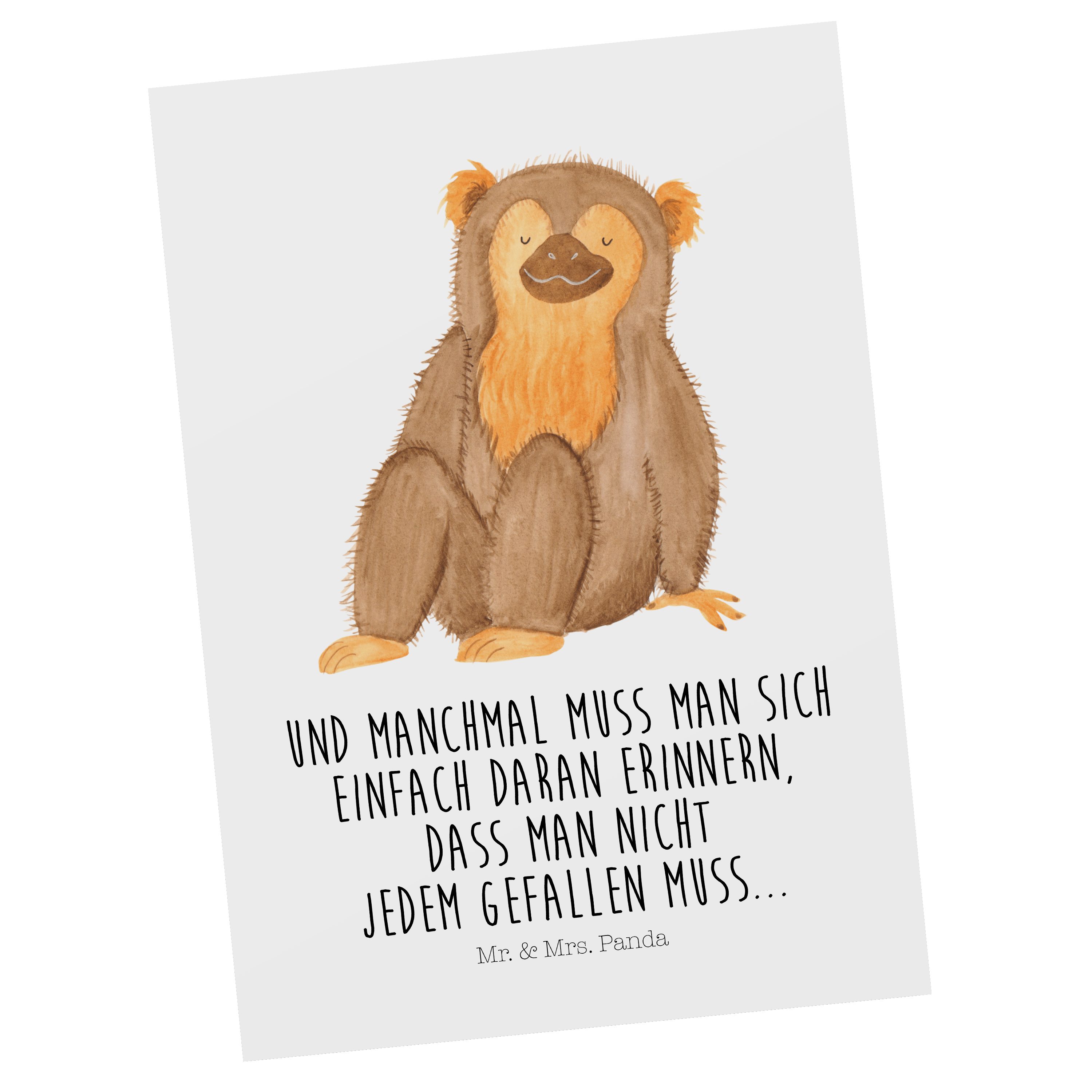 Mr. & Mrs. Panda Postkarte Affe - Weiß - Geschenk, Motivation, Afrika, Geschenkkarte, Liebe, Sel