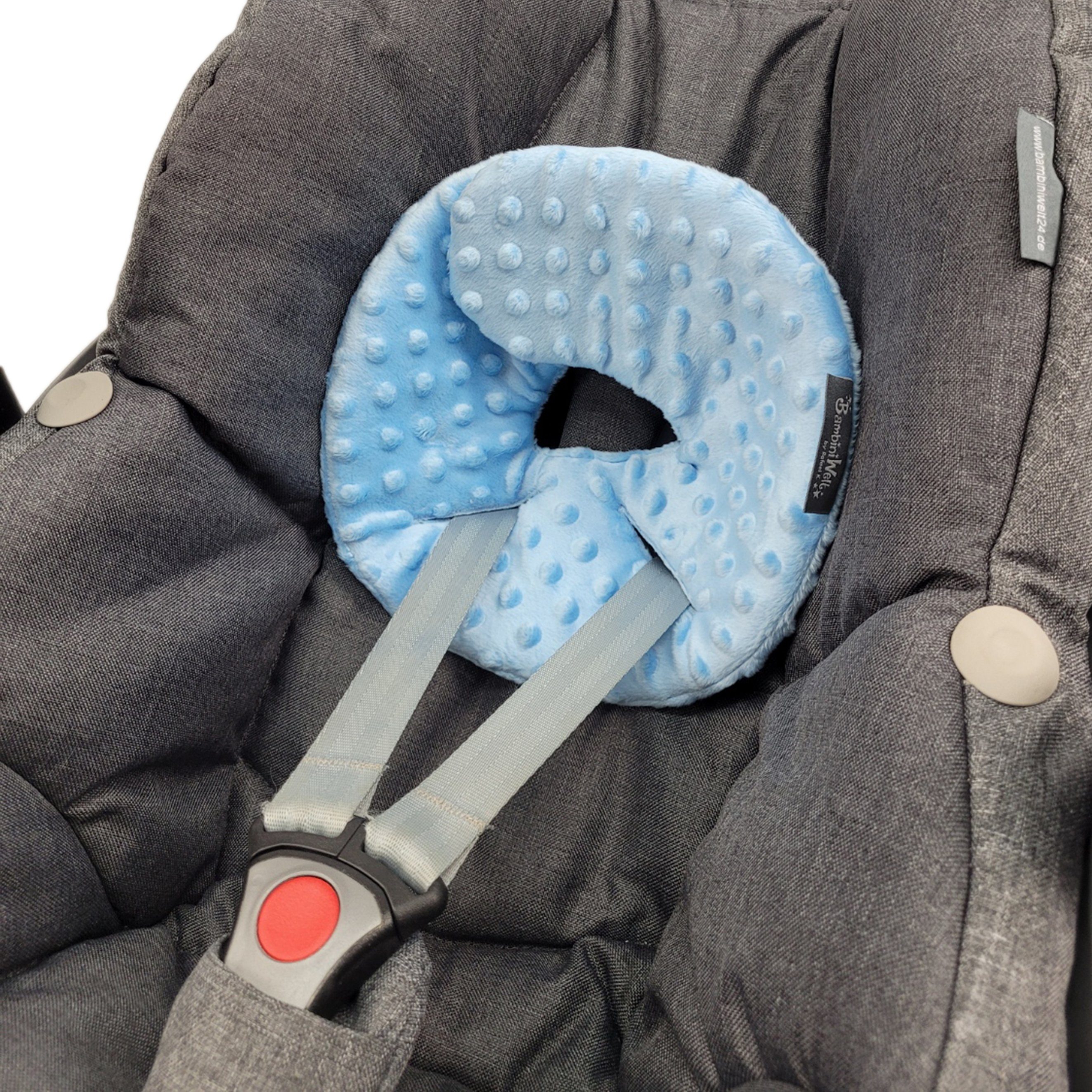 BambiniWelt by Rafael K. Babyschale Kopfpolster für Babyschale kompatibel mit Maxi-Cosi Pebble/Pebble Plus, ab: Geburt, bis: ca. 14 Monate Minky hellblau