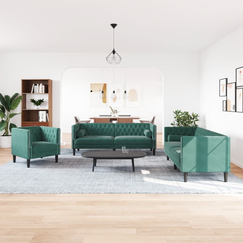 vidaXL Sofa 3-tlg. Chesterfield-Sofa-Set mit Nackenrollen günstig online kaufen