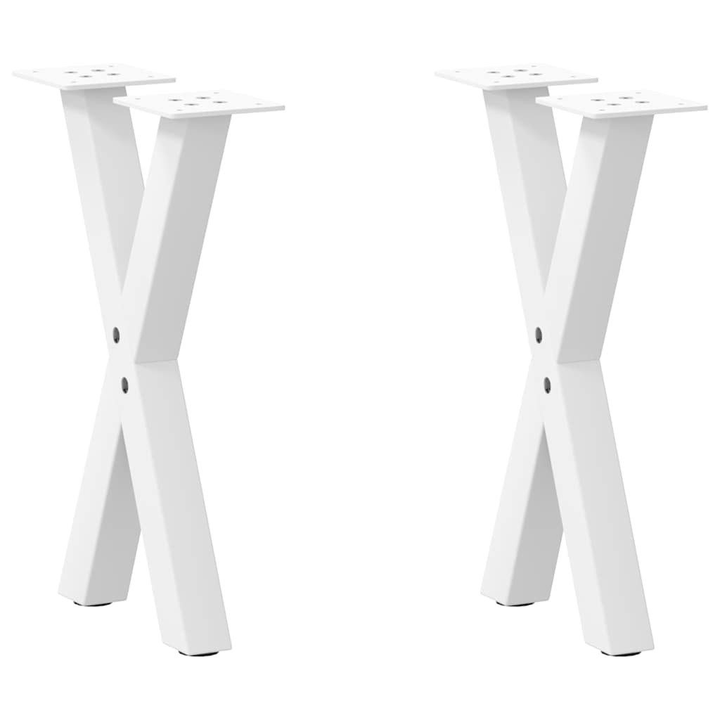 vidaXL Tischbein Couchtischbeine X-Form 2 Stk. Weiß 28x(42-43) cm Stahl