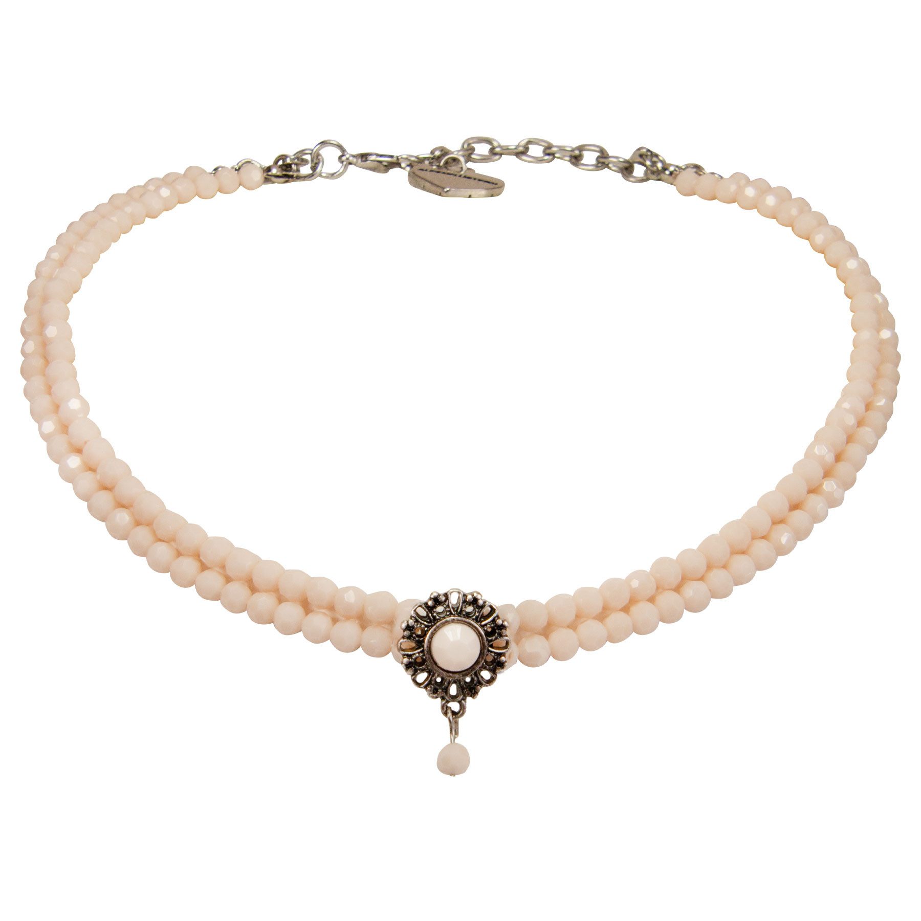 Alpenflüstern Collier Trachten Glamour-Kropfkette Helena (apricot), - Perlen Halskette, Trachtenkette, eleganter Damen-Trachtenschmuck, Di