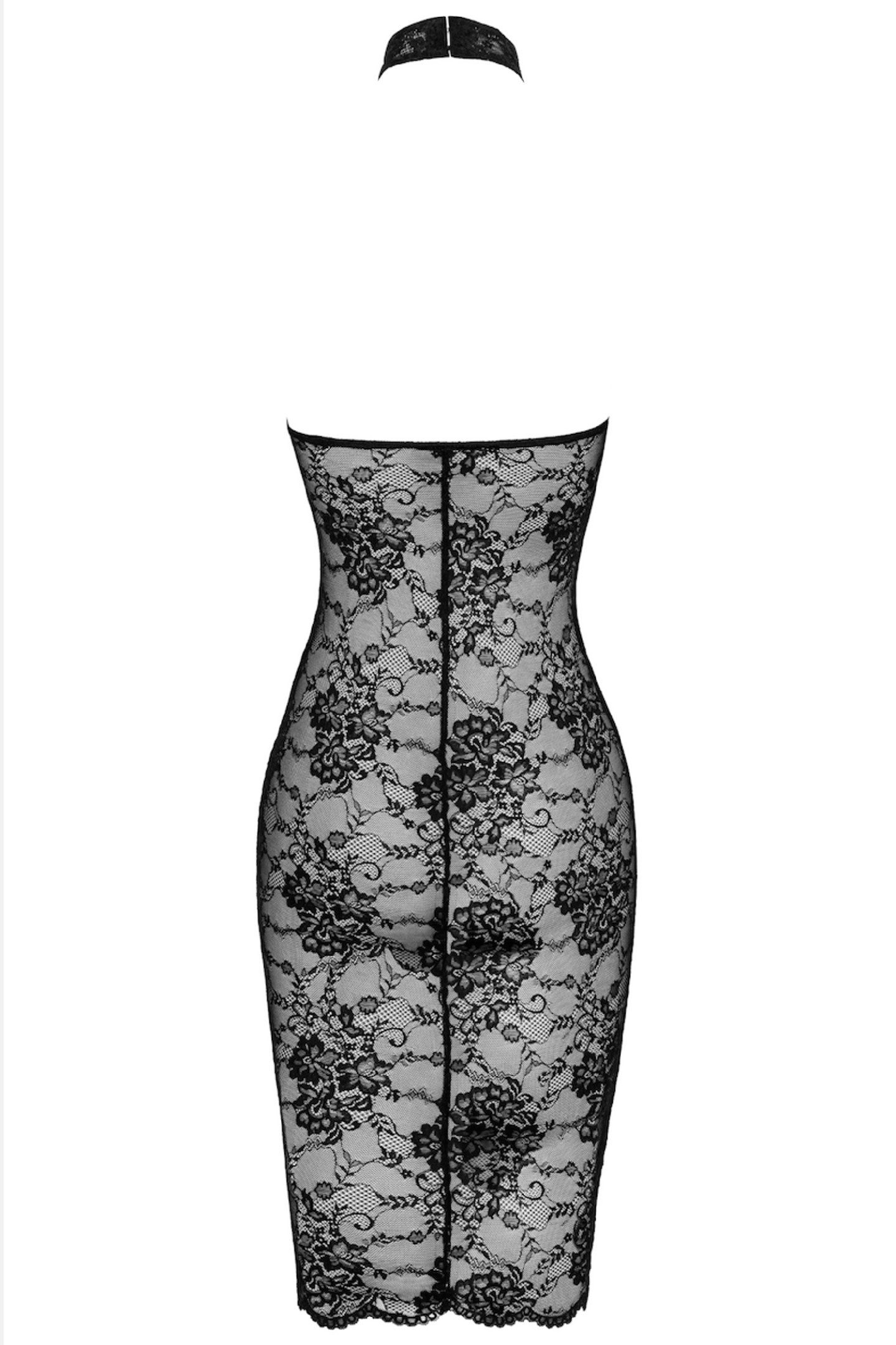 Noir Handmade Midikleid halblanges Kleid in schwarz - L