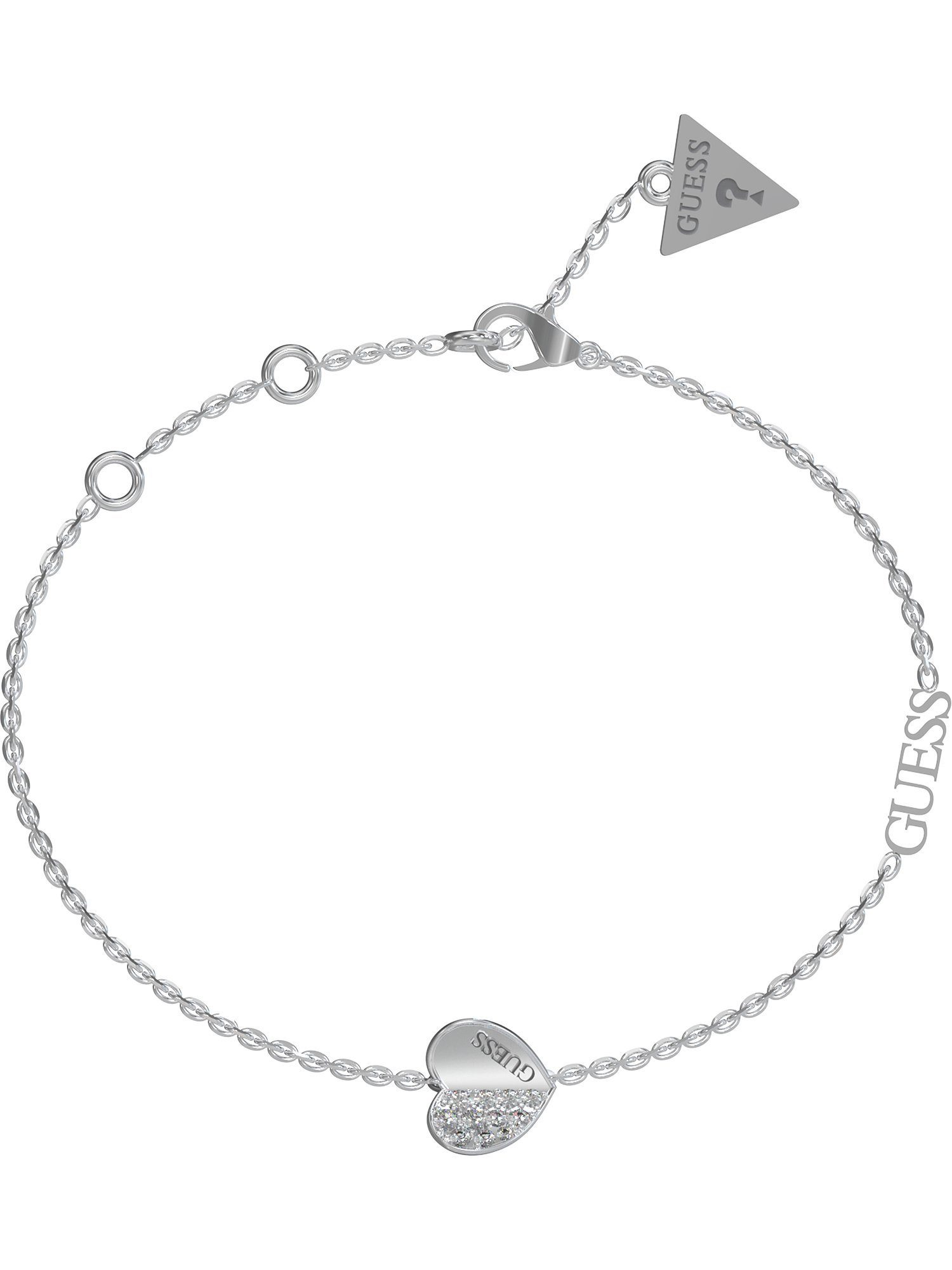 Guess Edelstahlarmband Guess Damen-Armband Edelstahl Zirkonia Herz, Trendig
