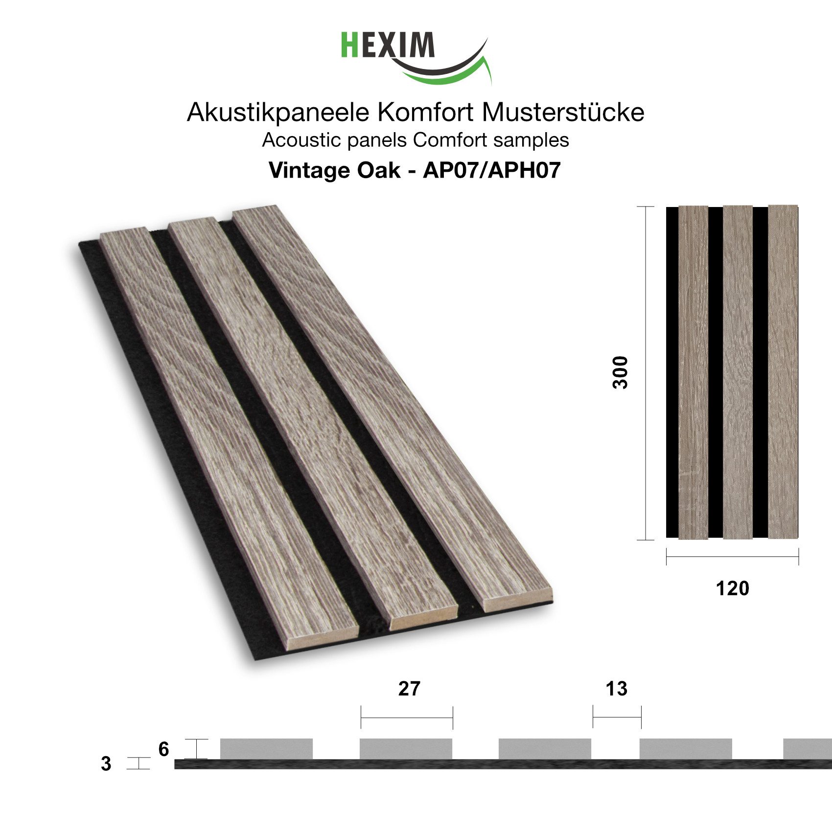 Hexim Wanddekoobjekt Vintage Oak (Akustikpaneele Musterstück günstig online kaufen