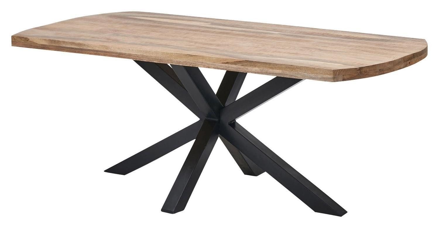 Stolkom Sp.z.o.o. Esstisch VENETI, Schwarz, Mangoholz massiv, Metall, B 200 x H 77 x T 100 cm
