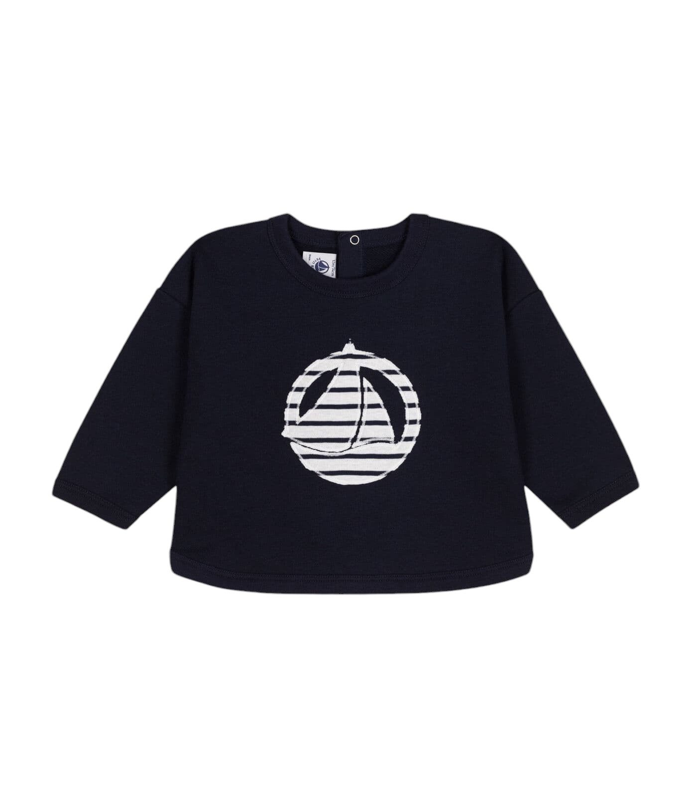Petit Bateau Sweatshirt Petit Bateau Sweatshirt dunkelblau mit Boot Motiv in weiß