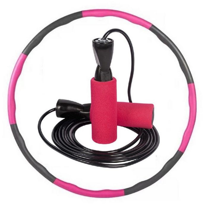 BAYLI Hula-Hoop-Reifen Set aus Hula Hoop Reifen für Erwachsene inkl. Fitness Springseil -