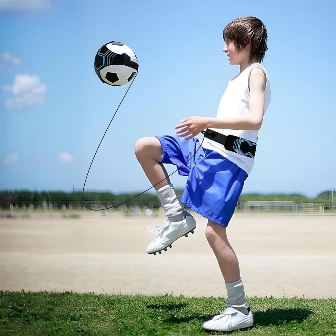 BlingBin Trainingshilfe Fußball Kick Trainer, Einstellbare Fußball Training Taille Gürtel, Fußball Praxis Ausrüstung Geeignet für Fußbälle der Größen 3, 4 und 5