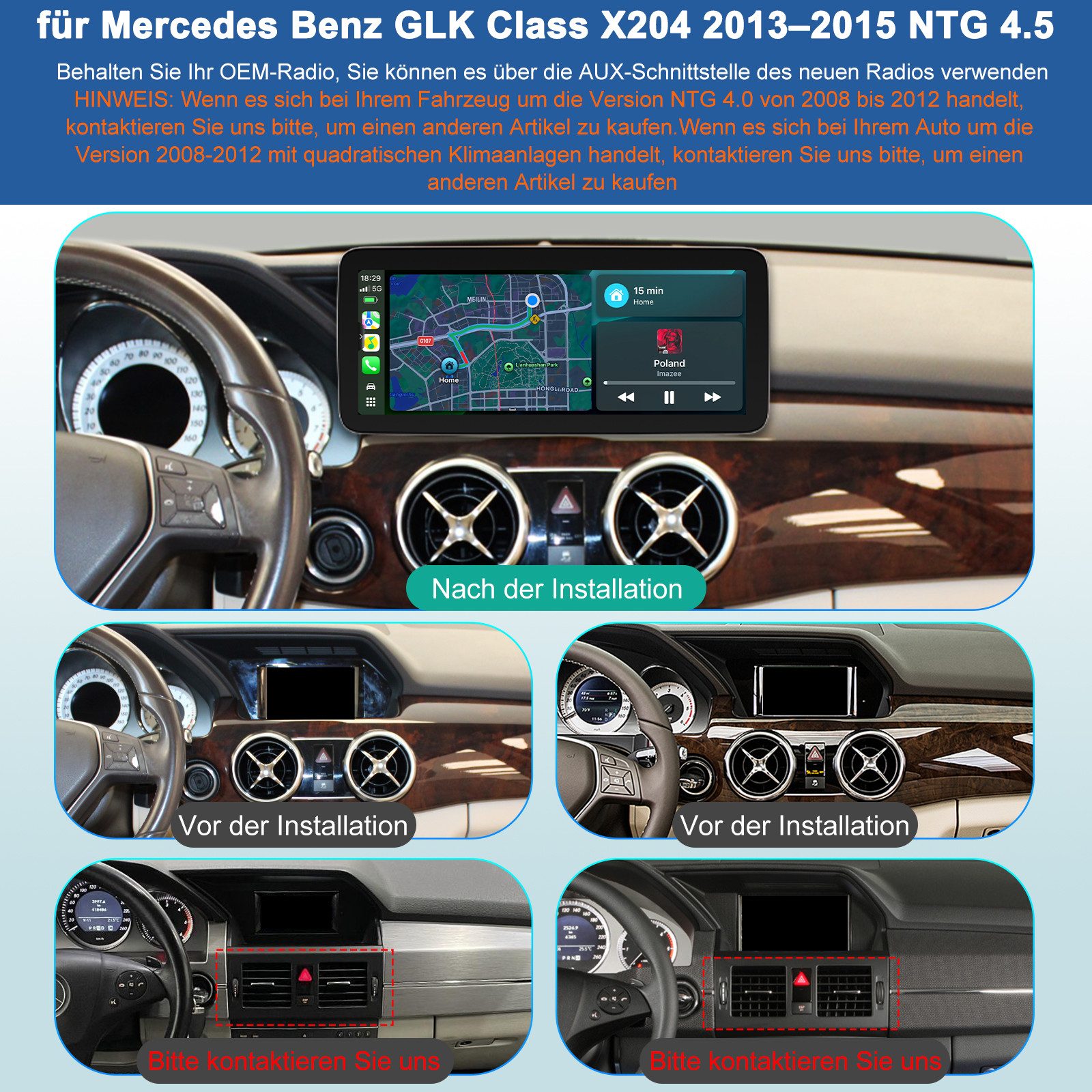 A-Sure 12.3"Android 15 Autoradio 2K Navi Für Mercedes-Benz GLK-Klasse X204 Autoradio (Digitalradio (DAB), FM, 1920*720 IPS Screen, 12.3 Zoll, 2K, AM)