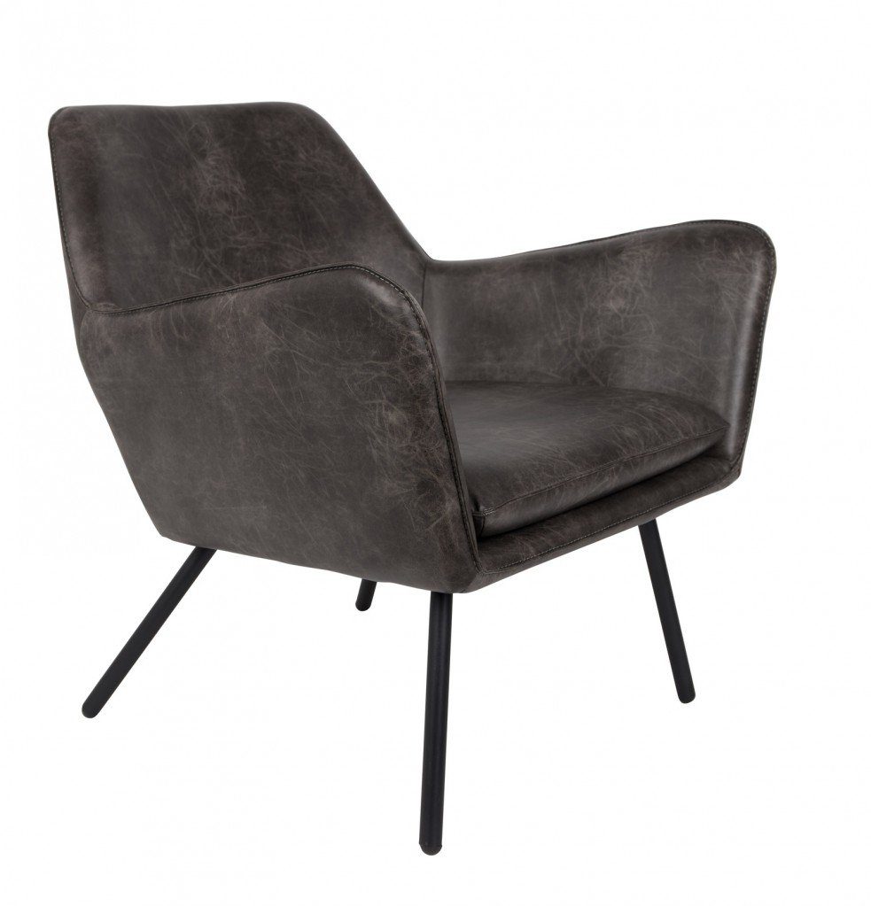 Trendmöbel24 Loungesessel Retro Sessel BON Kunstleder Vintage Dunkelgrau | Loungesessel