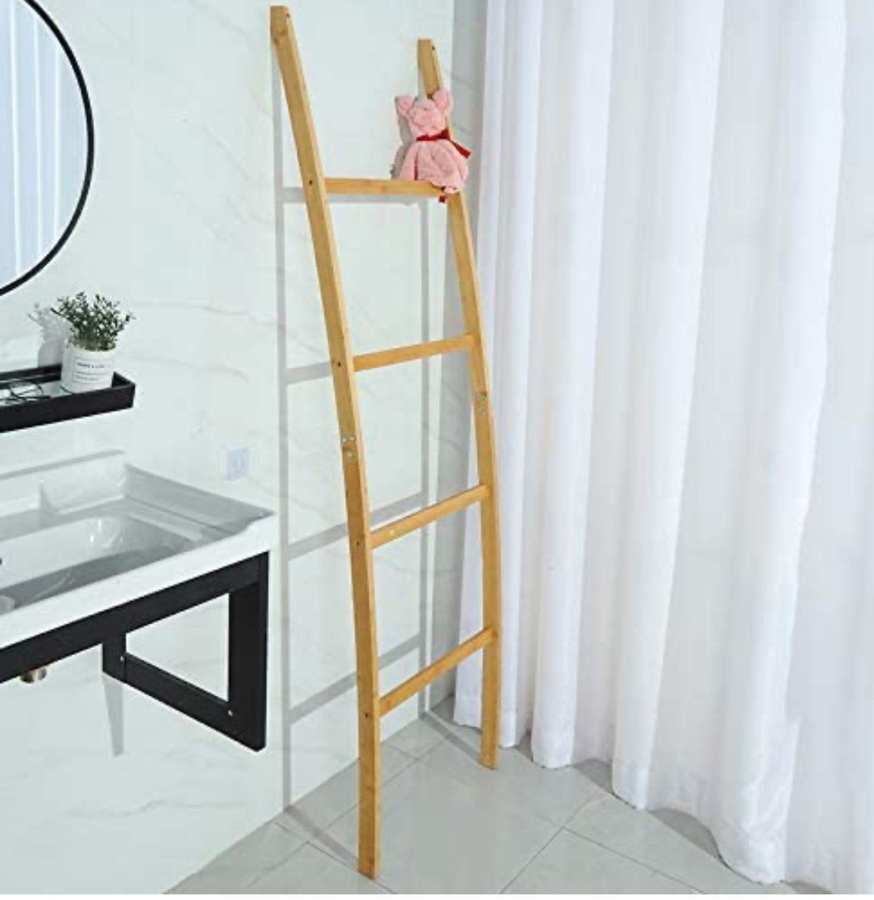 little dove Badregal Handtuchleiter Handtuchhalter Handtuchständer aus Bambus 4 Stangen