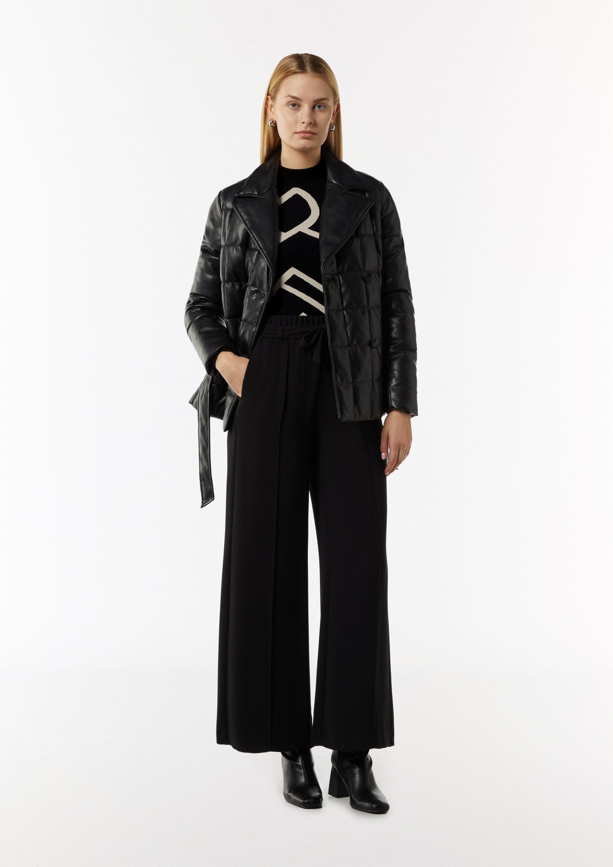 comma Longpullover Strickpullover Feinstrickpullover mit Logo-Design