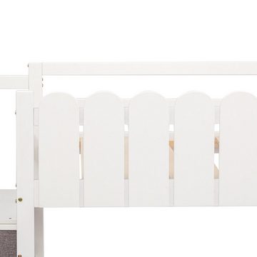 Flieks Hochbett Kinderbett 90x190cm mit Kleiderstange/Stauraumbox/2 USB-Ladeanschlüsse
