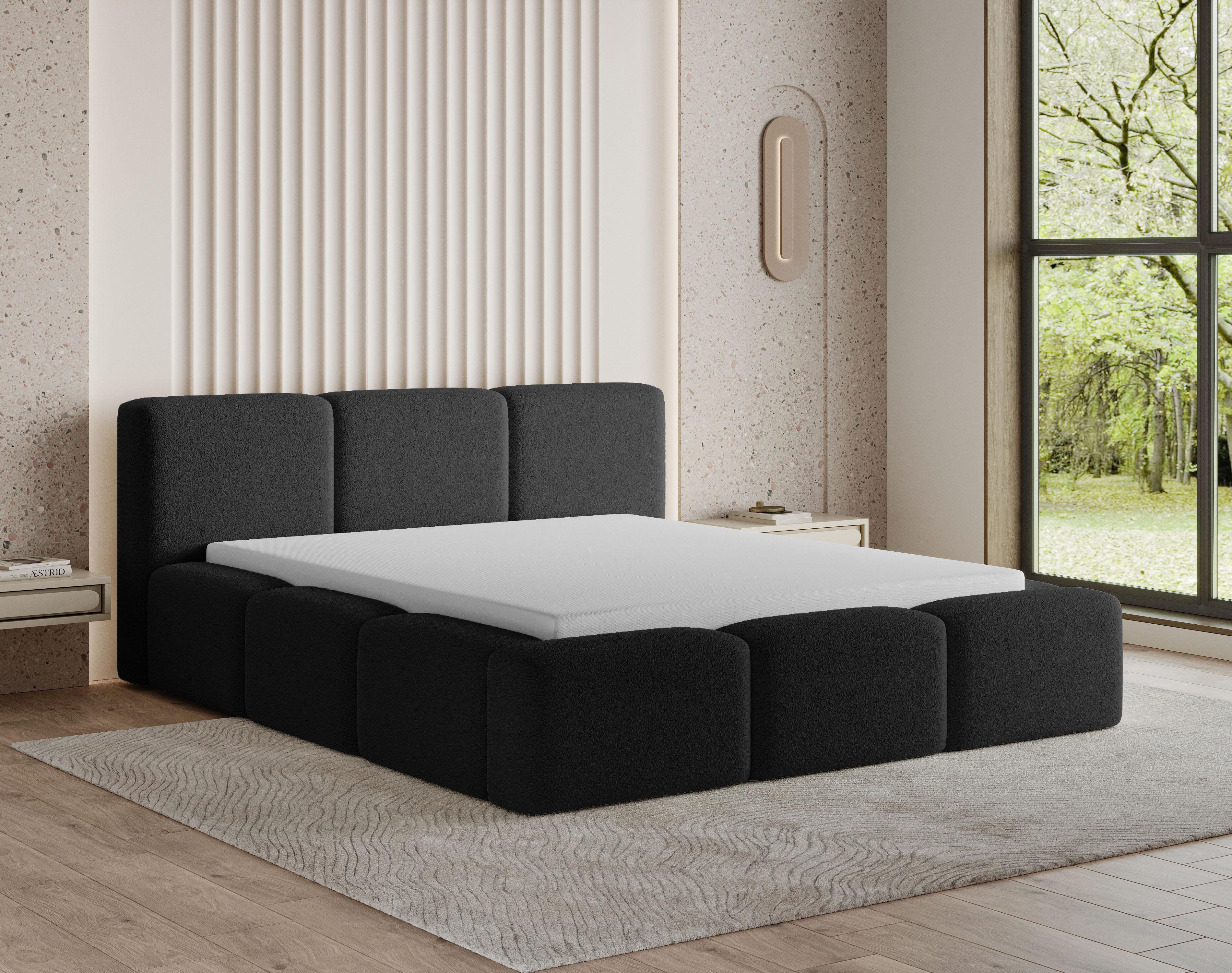 Chilly Möbel Polsterbett Bouclé Stoff mit Stauraum und Hubfunktion Holzrahmen (Boxbett ohne Matratze in vielen Farben, 140x200 160x200 180x200 200x200cm), gepolstertem Kopfteil Bettkasten modern