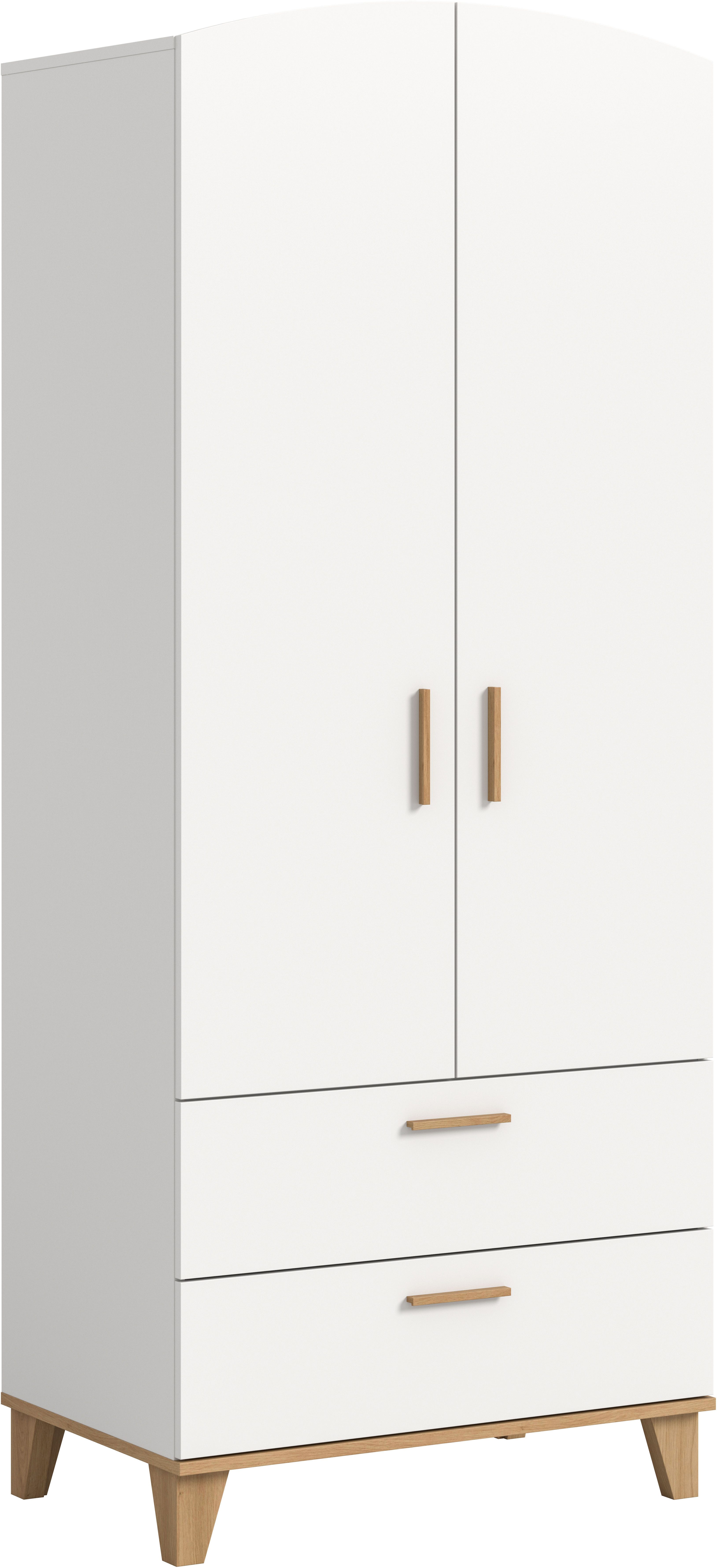 Home affaire Kleiderschrank LASSE, Schlafzimmerschrank, Garderobe, Schrank (1-St., in verschiedenen Breiten erhältich, im Scandi-Look) 2 Türen, 2 Schubkästen, 1 Konstruktionsboden, 1 Kleiderstange