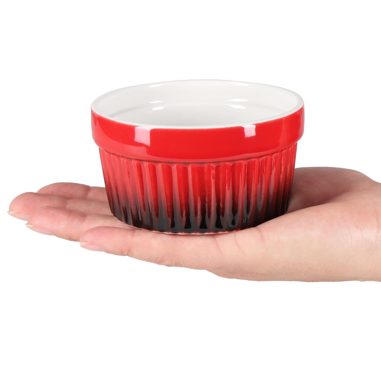 com-four Auflaufform Ragout Fin Schale - Ofenfeste Förmchen in rot, (6-St), Creme Brulee Schälchen - Dessertschale mit je 185 ml – Bild 5 von 5