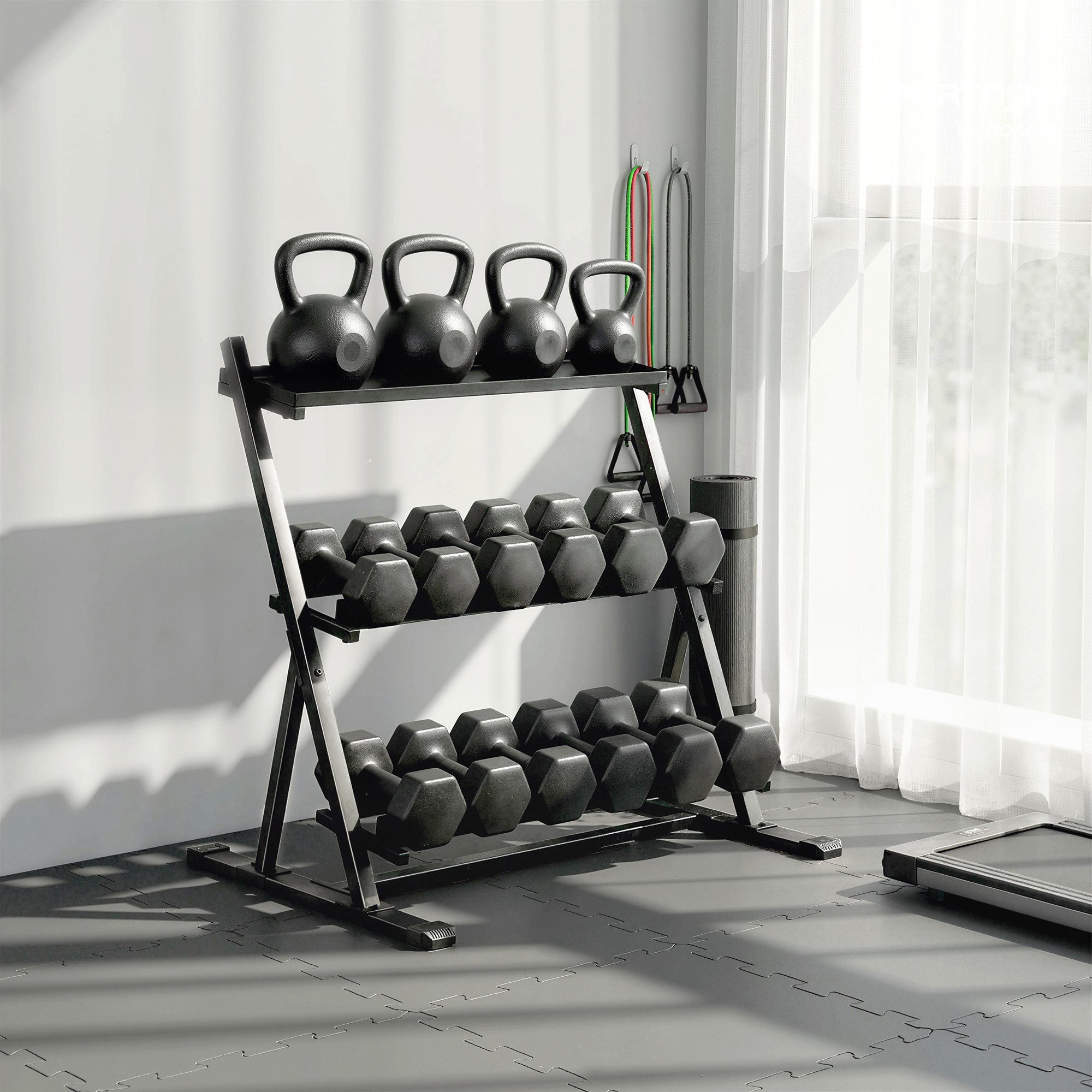 SPORTNOW Kurzhantelständer Max. 200kg, (Gewichtsständer, 1-St., Hantelständer), für Hanteln, Kettlebells (Nur Ständer)