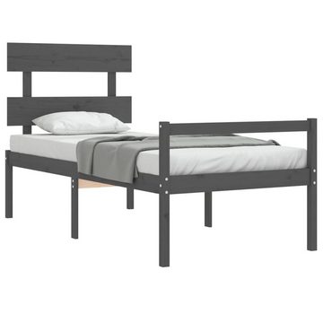 furnicato Bett Seniorenbett mit Kopfteil 100x200 cm Grau Massivholz