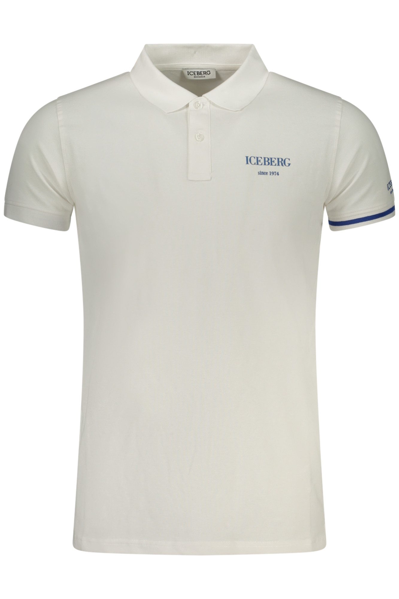 ICEBERG Poloshirt Herren Polo Weiß: Kurzarm, Kontraste, Reliefdruck