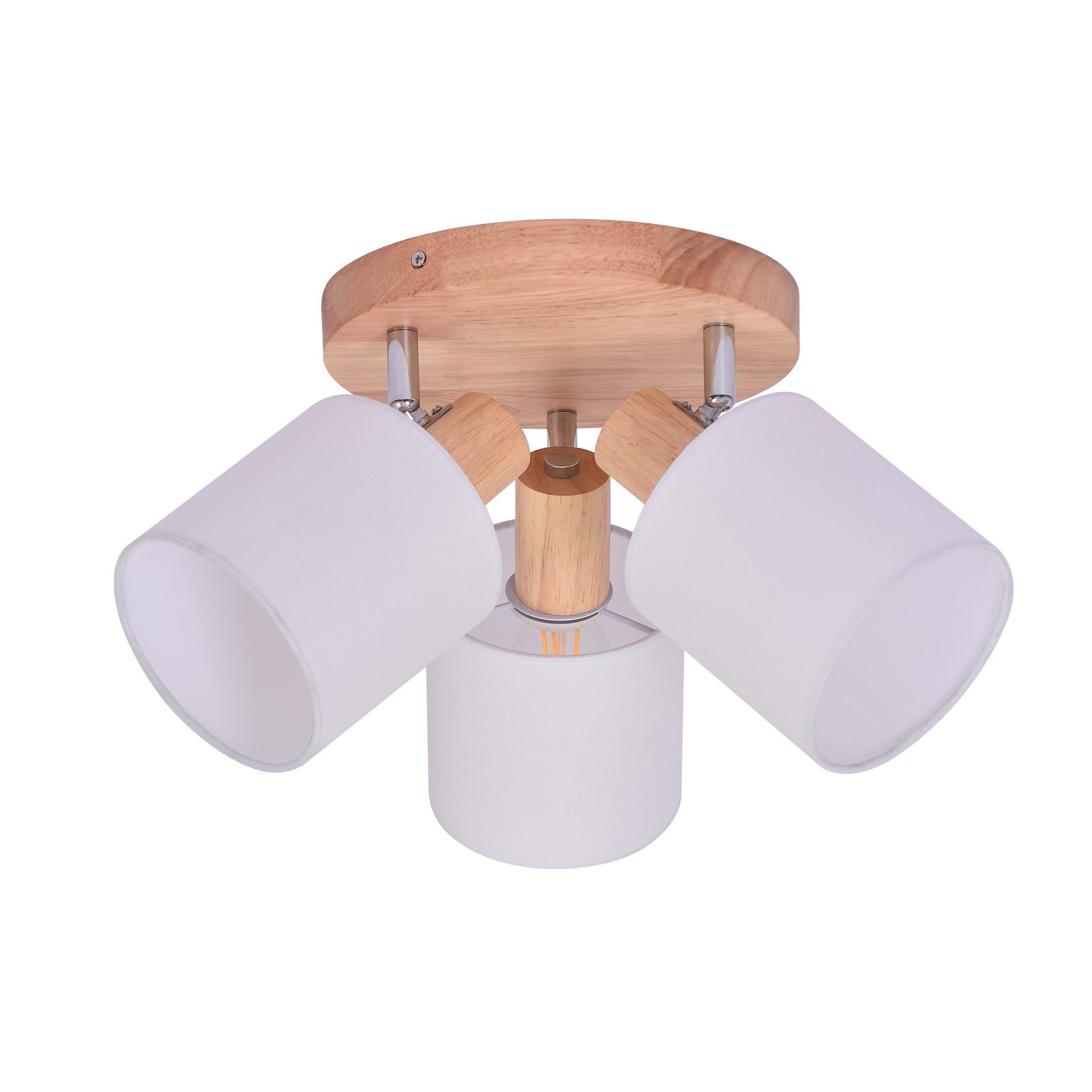 ZMH Deckenleuchte 3 Flammig E14 Deckenstrahler Vintage Deckenspot Schwenkbar, ohne Leuchtmittel, Stoffschrim Modern für Wohnzimmer Schlafzimmer Küche