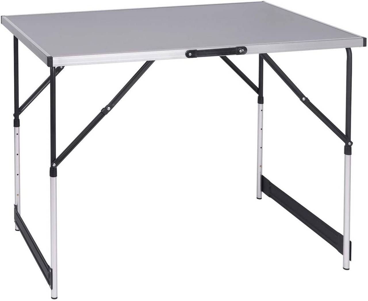 EUGAD Campingtisch (1-St), höhenverstellbar klappbar aus MDF, Aluminium Stahl Grau | Grau