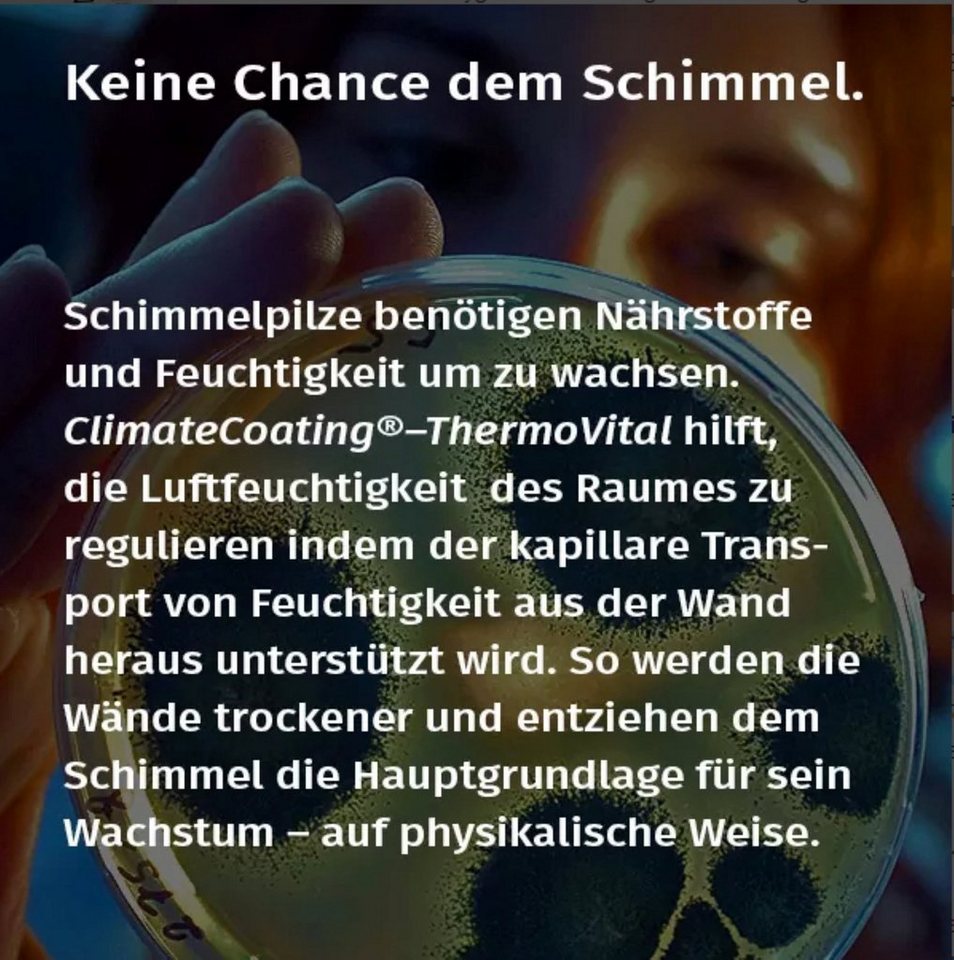 Thumbnail - ClimateCoating Wand- und Deckenfarbe ThermoVital, feuchteregulierend, vorbeugend gegen Schimmelpilzwachstum