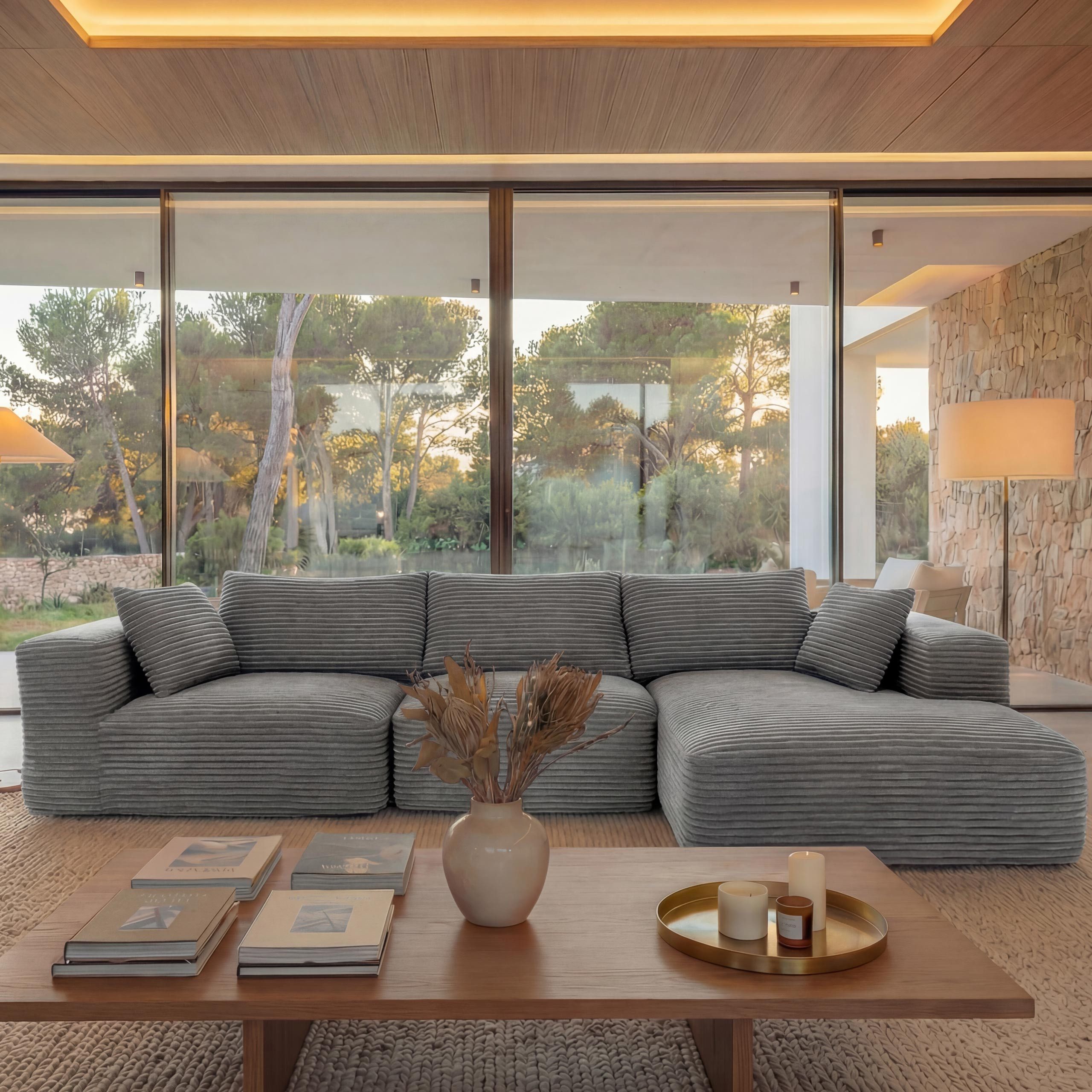 MCW Loungesofa MCW-P20-r, Rutschfeste Unterseite, Polsterung aus Taschenfedern und Schaumstoff