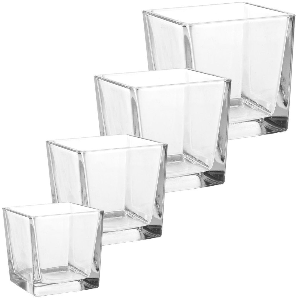 (1 HOME Pflanztopf Würfel 8x8x8 Blumentopf Quader & dickes klar Glas Glastopf matches21 cm St) HOBBY