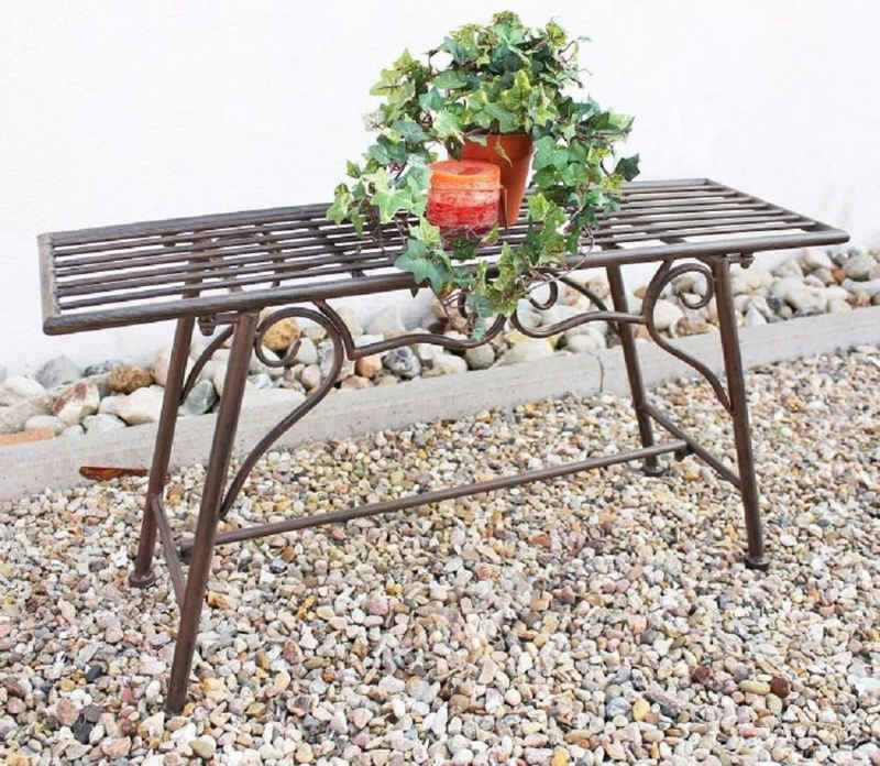 DanDiBo Gartenbank Gartenbank Wetterfest ohne Rückenlehne aus Metall Braun CUCCIU-S 83 cm Bank Metallbank Sitzbank Garten Rost-Optik