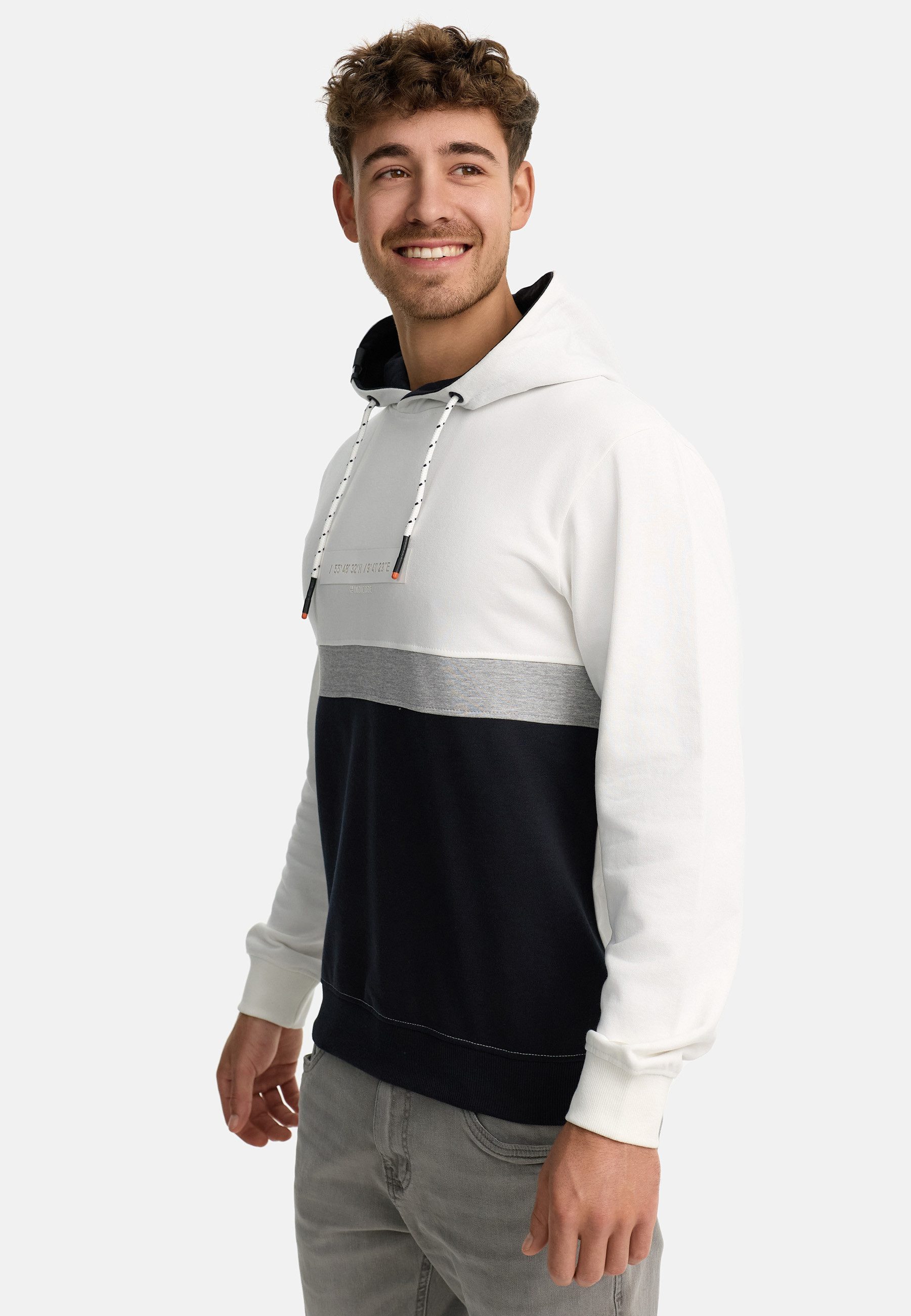 Indicode Hoodie Herren INMagnus Sweatshirt Kapuze Herrenhoodie (Kapuzenpullover) Stylischer Kapuzenpullover mit Colorblock-Design