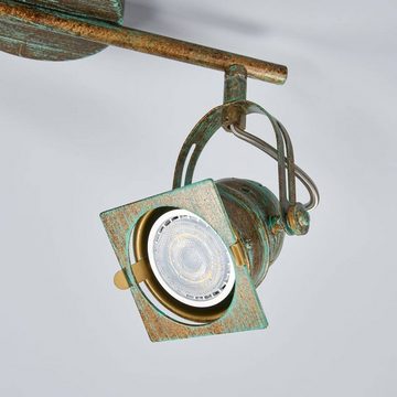 Lindby Deckenleuchte Janek, dimmbar, Leuchtmittel nicht inklusive, Vintage, Metall, Grünspan, 2 flammig, GU10, Deckenleuchte, Lampe