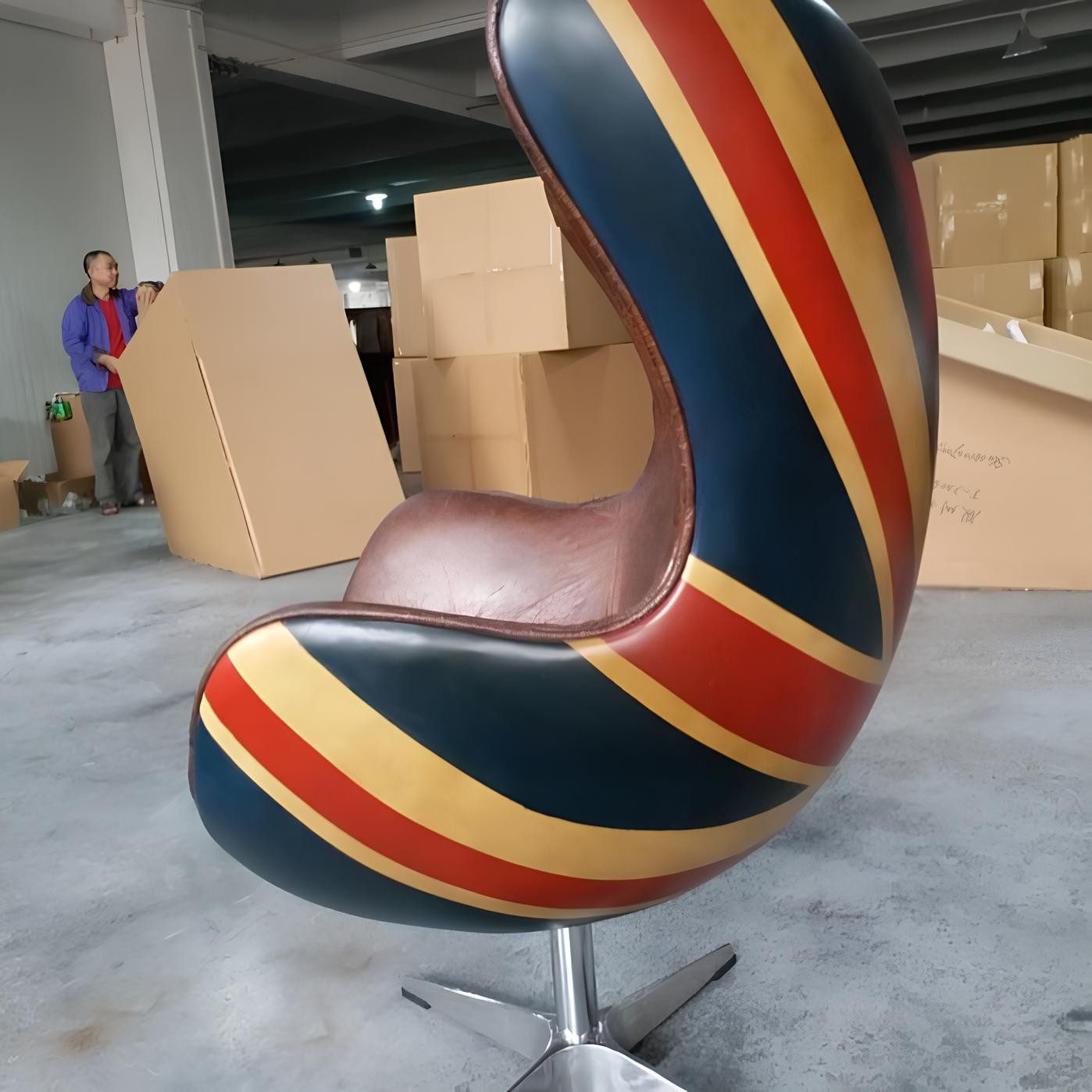 JVmoebel Bürostuhl Vintage Drehstuhl aus braunem Leder mit elegantem Design (1 St), Made in Europa
