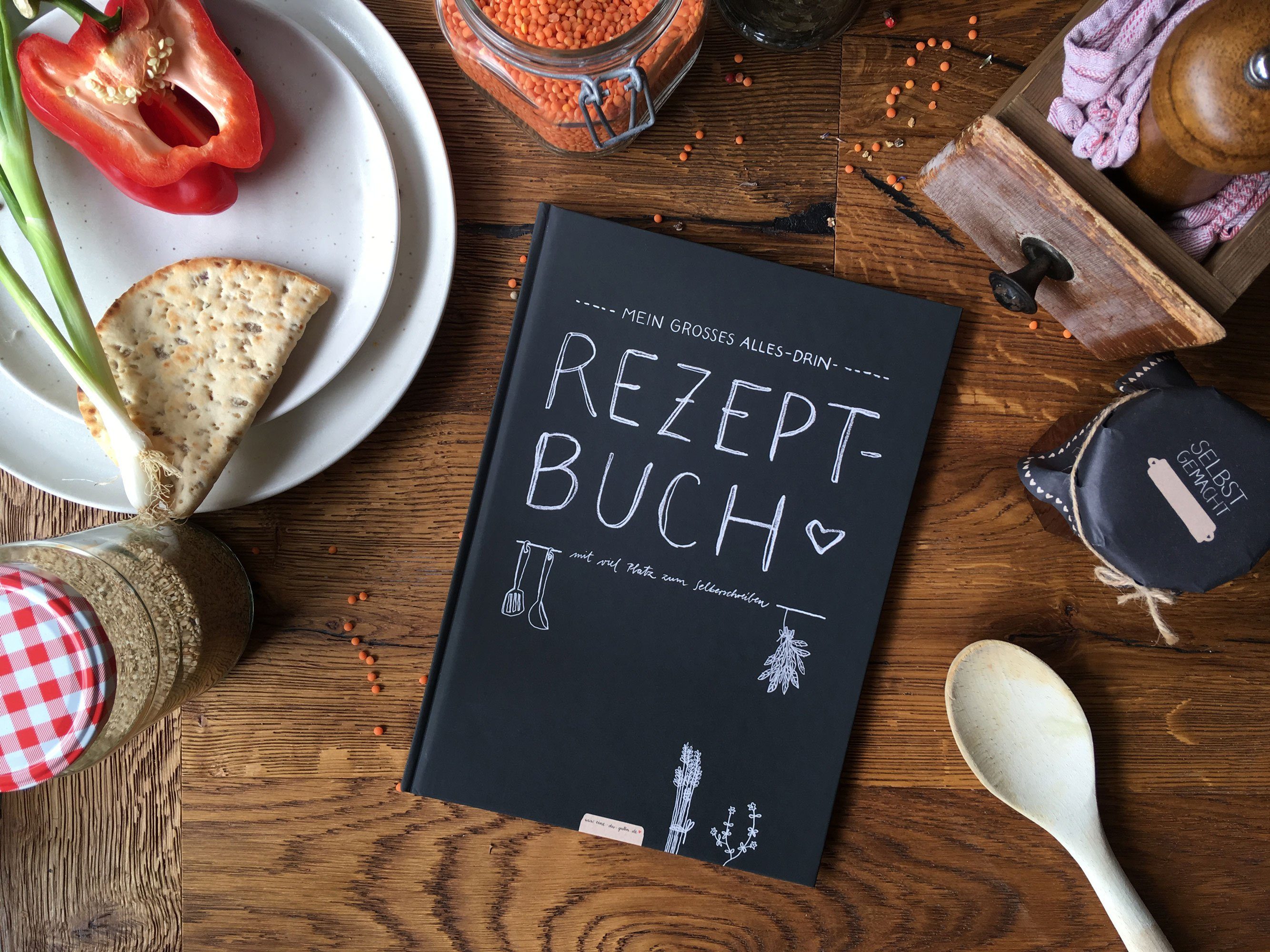 Thumbnail - Eine der Guten Verlag Notizbuch Mein großes Alles-Drin XXL Rezeptbuch, DIY Kochbuch Schwarz, Backbuch schreiben, Premium...