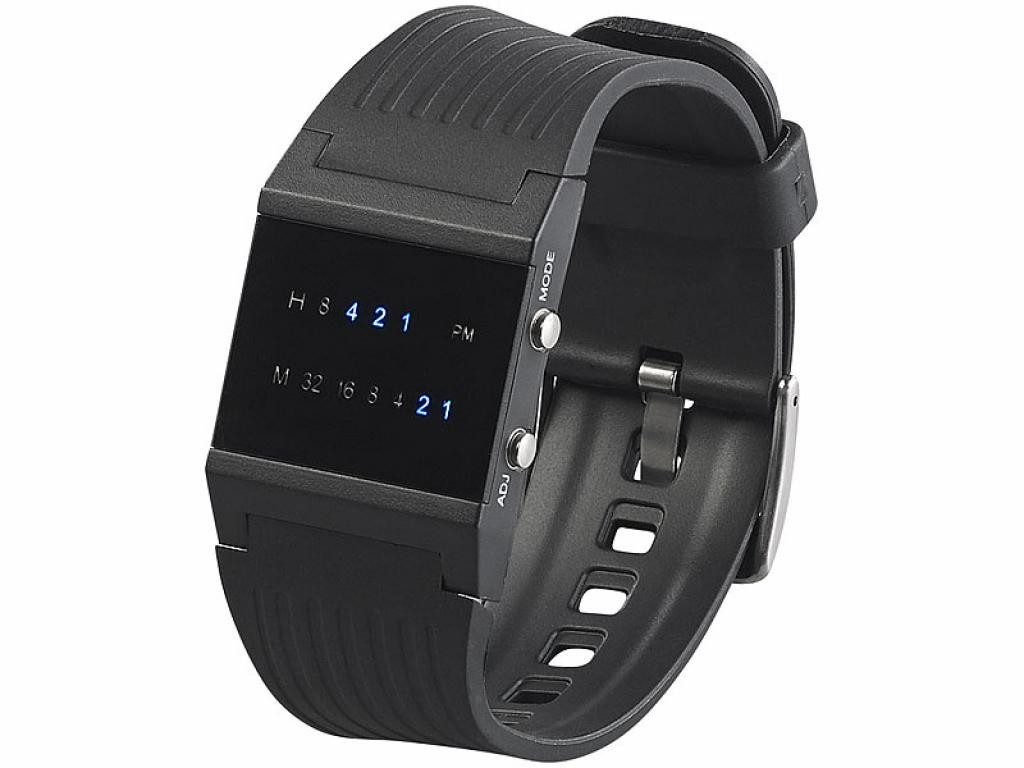 Digitaluhr St. Leonhard LED Binär Herrenuhr blaue LED Armbanduhr Uhr Binäruhr