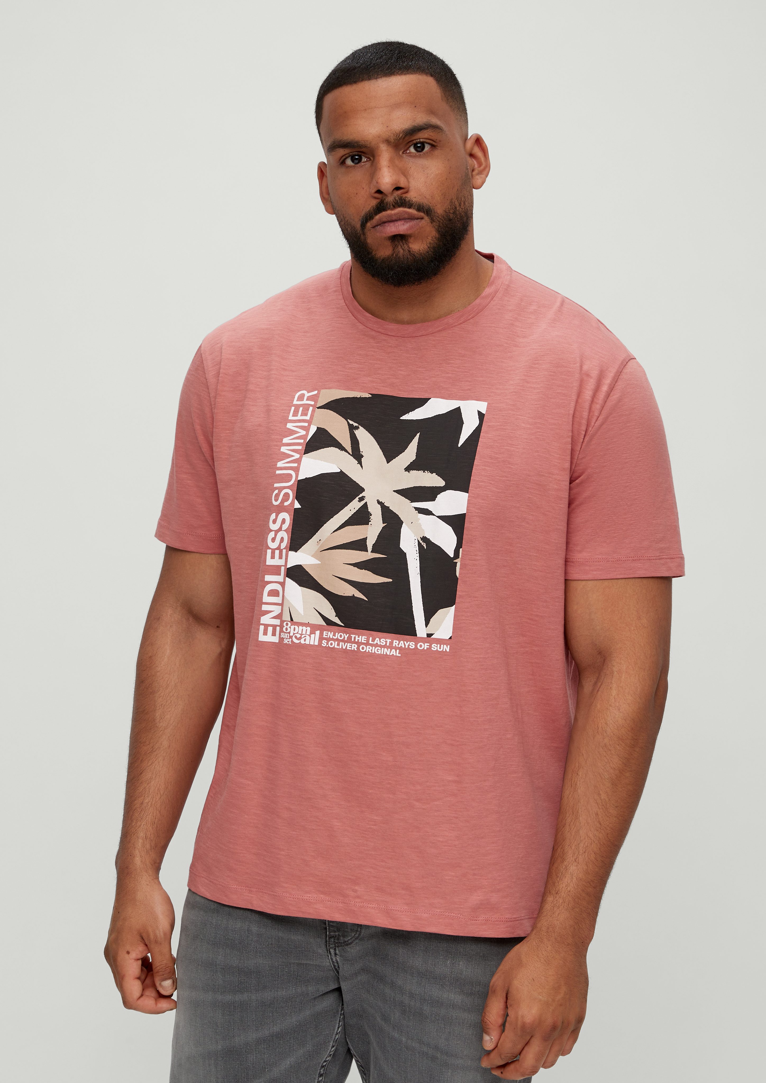 s.Oliver Kurzarmshirt T-Shirt mit Frontprint papaya
