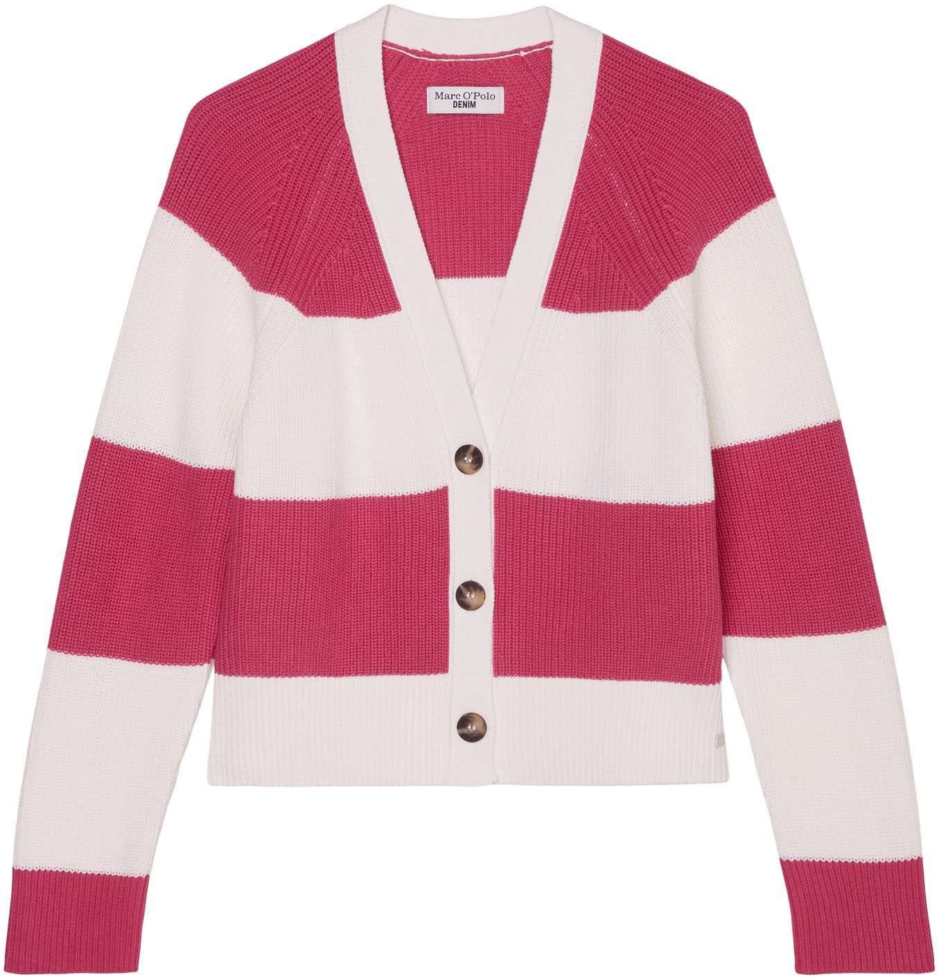 DENIM O'Polo Strickjacke Marc im Blockstreifenmuster rosa