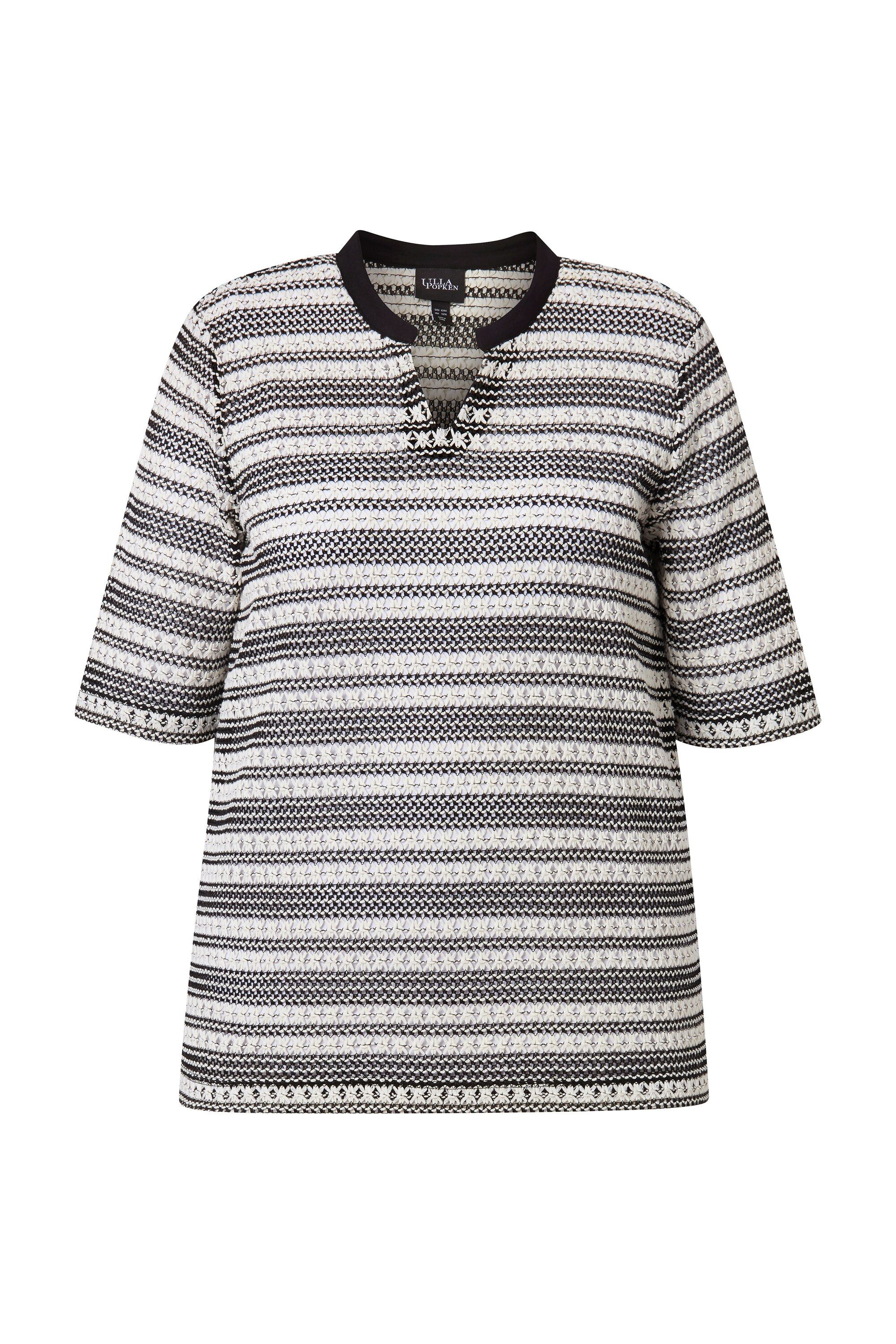 Ulla Popken Sweatshirt Shirt Strick-Streifen Rundhals günstig online kaufen