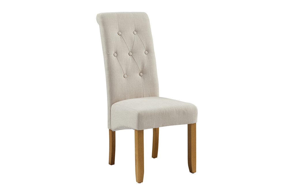 riess-ambiente Esszimmerstuhl CASA beige - Leinen, Massivholzbeine, mit Zierknöpfen und Nackenrolle (Einzelartikel, 1 St), Polsterstuhl mit Ziersteppung - ideal für Küche, Wohn- und Essbereich