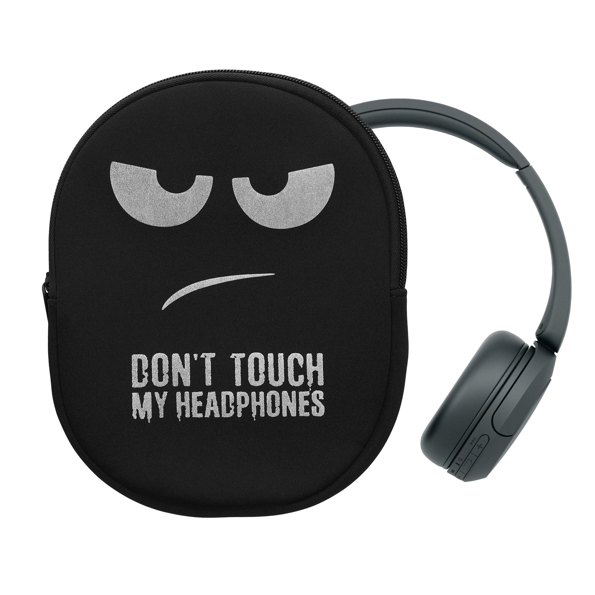 kwmobile Etui Hülle für Headset / Overear headphone Neopren Tasche, Case für Headset aus Neopren Stoff Don't touch my Headphones Design