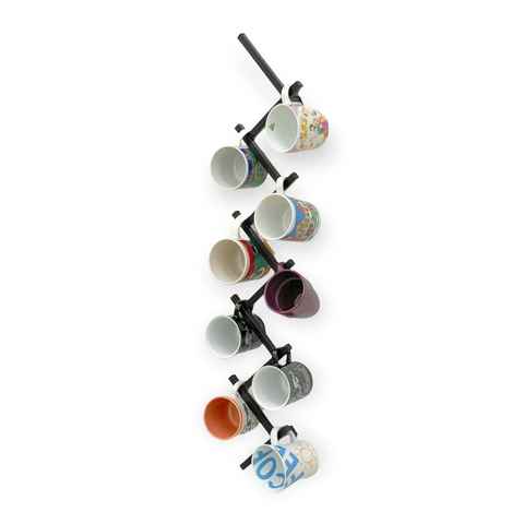 DanDiBo Hakenleiste Tassenhalter Wand Metall Hakenleiste 10 Haken Schwarz Tassenhaken, auch als Weinregal geeignet