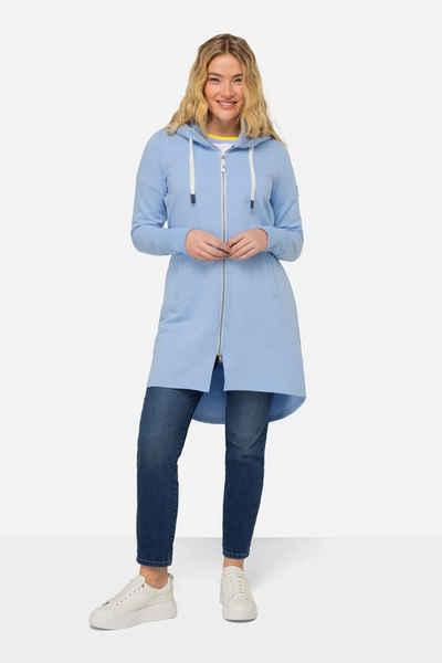 Laurasøn Sweatjacke Sweatjacke lang geschnitten Kapuze Langarm