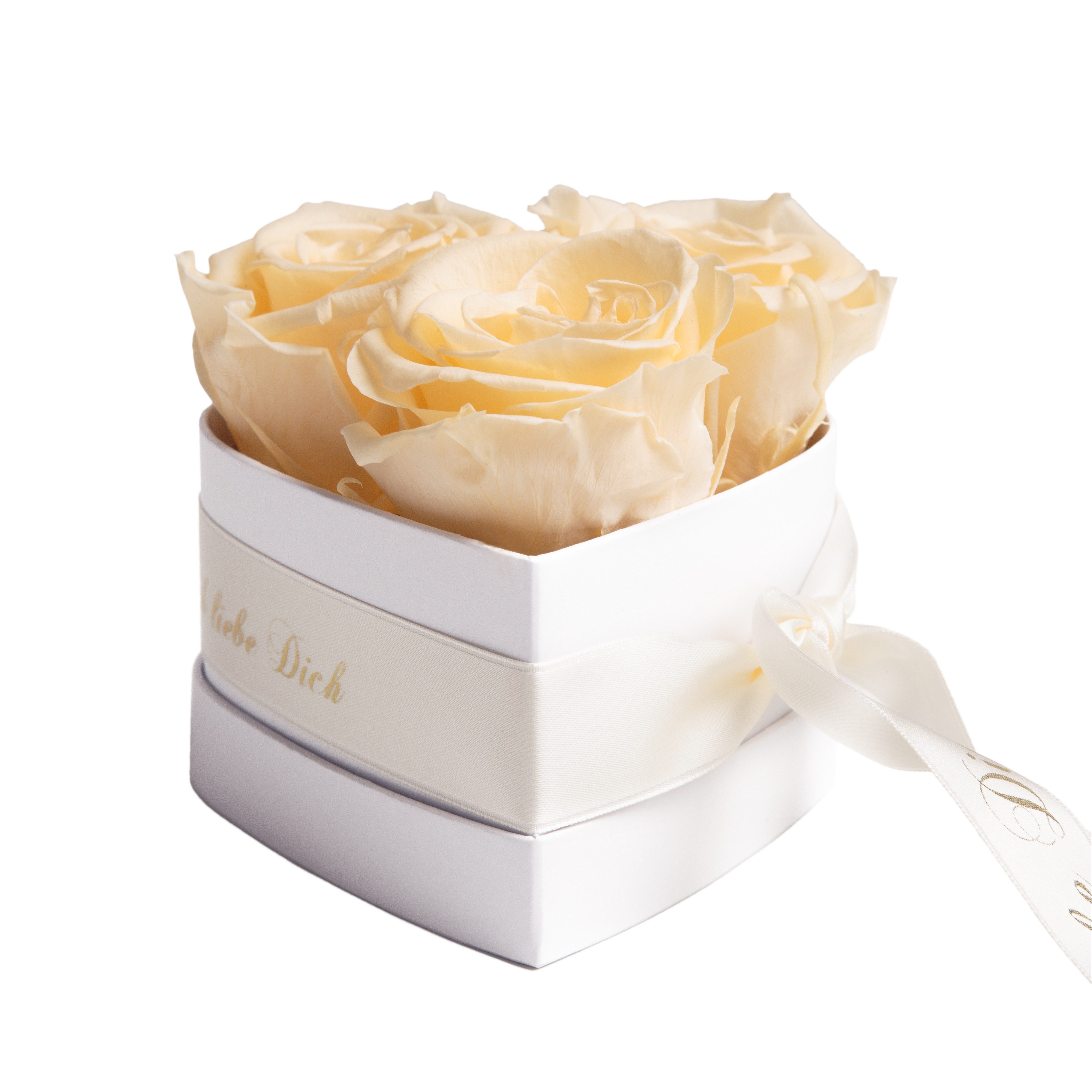 Kunstblume Rosenbox Herz 3 infinity Rosen Ich liebe Dich Geschenk für Sie Rose, ROSEMARIE SCHULZ Heidelberg, Höhe 10 cm, Liebesbeweis Valentinstag, Made in Germany