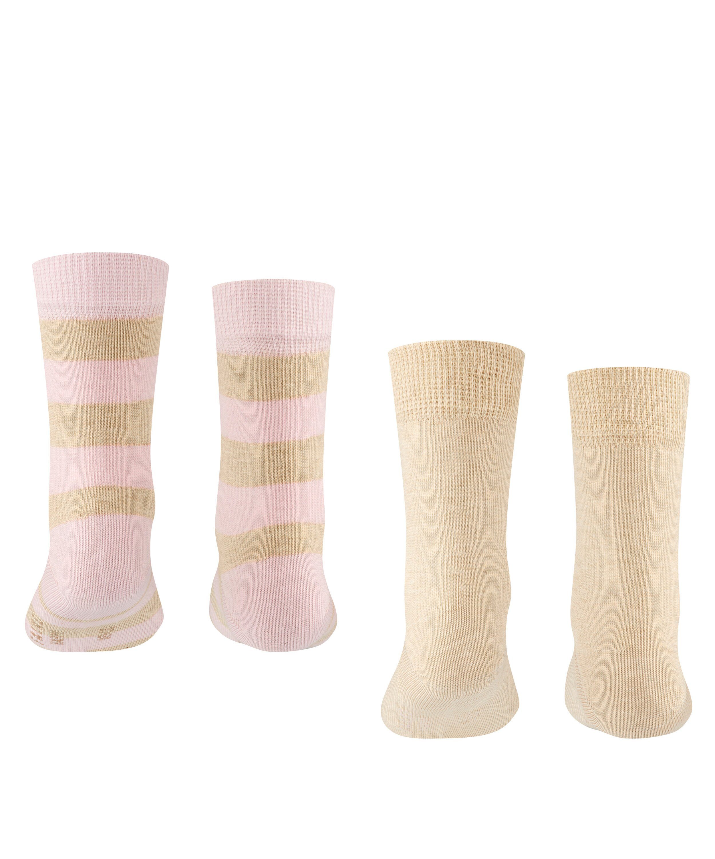 FALKE Socken Happy Stripe 2-Pack mel. sand (2-Paar) (4650)