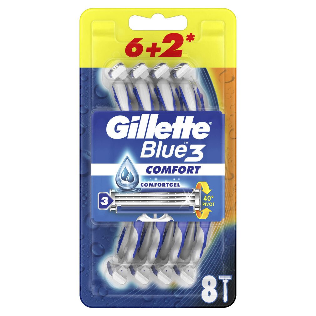 Gillette Körperrasierer Blau 3 Komfort Einwegrasierer für Männer 8tlg.