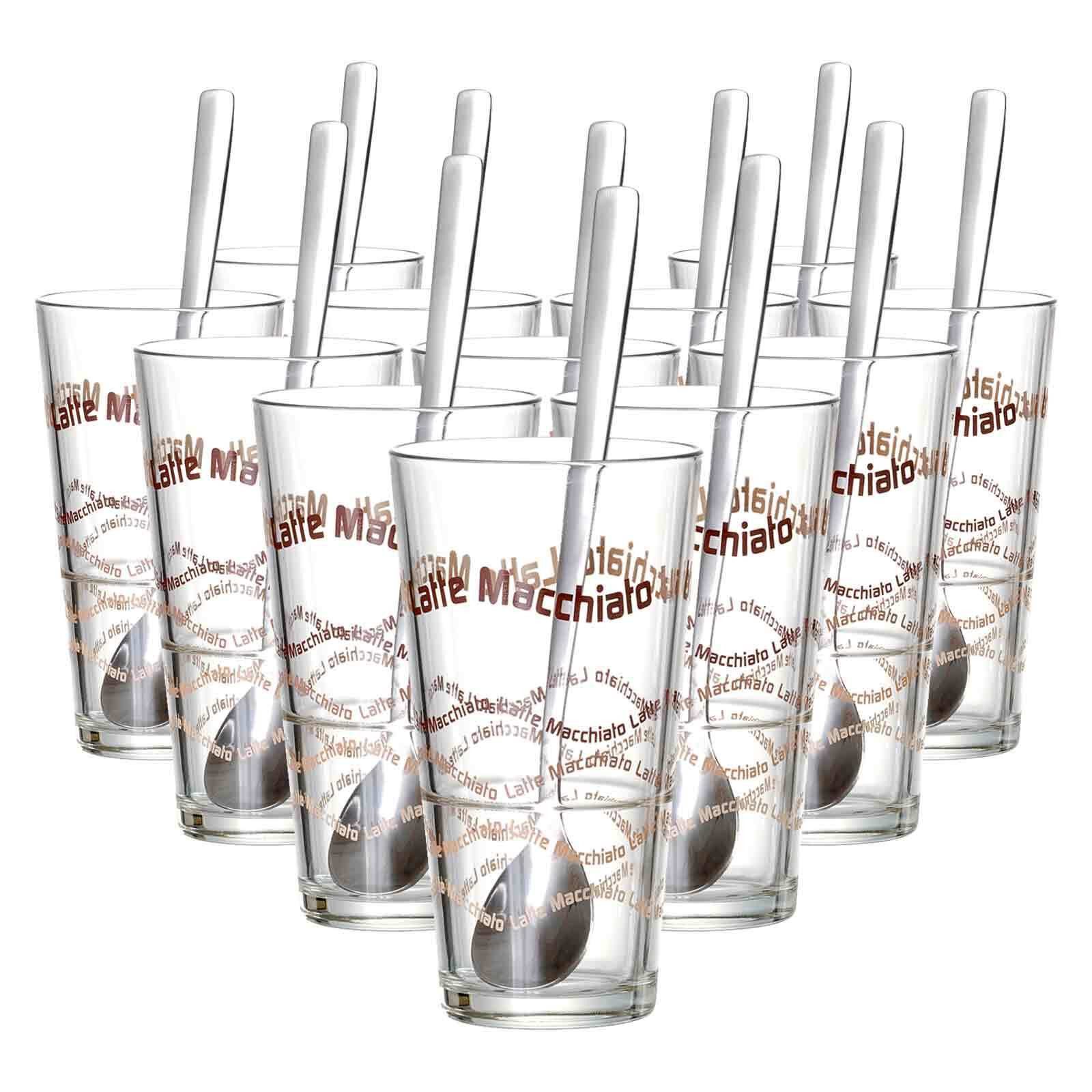Ritzenhoff & Breker Latte-Macchiato-Glas Sana Latte Macchiato Gläser + Löffel 370 ml, 12-tlg., Glas