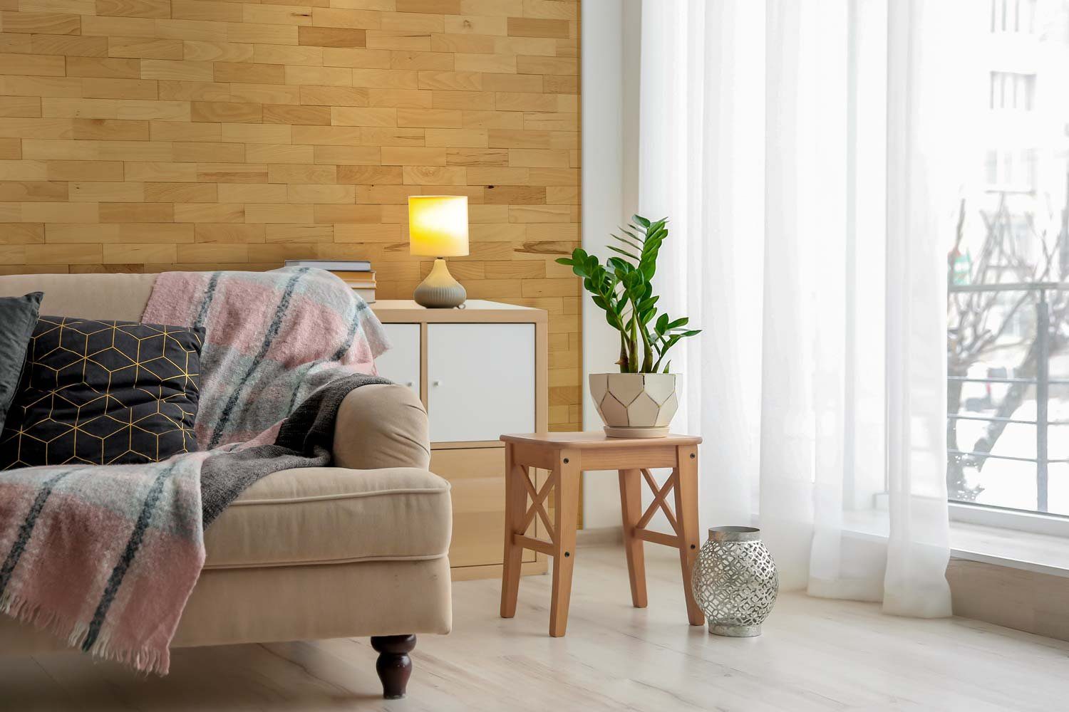 Wodewa Wandpaneel Echtholz Buche Select geölt - Serie 200, BxL: 5,00x20,00 cm, 0,01 qm, (Set, 100-tlg) zur Decken- und Wandmontage geeignet, Farbe rötlich, 3D-Optik