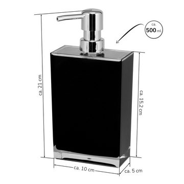 bremermann Seifenspender Seifenspender XL mit ca. 500 ml Füllmenge, Kunststoff eckig, schwarz