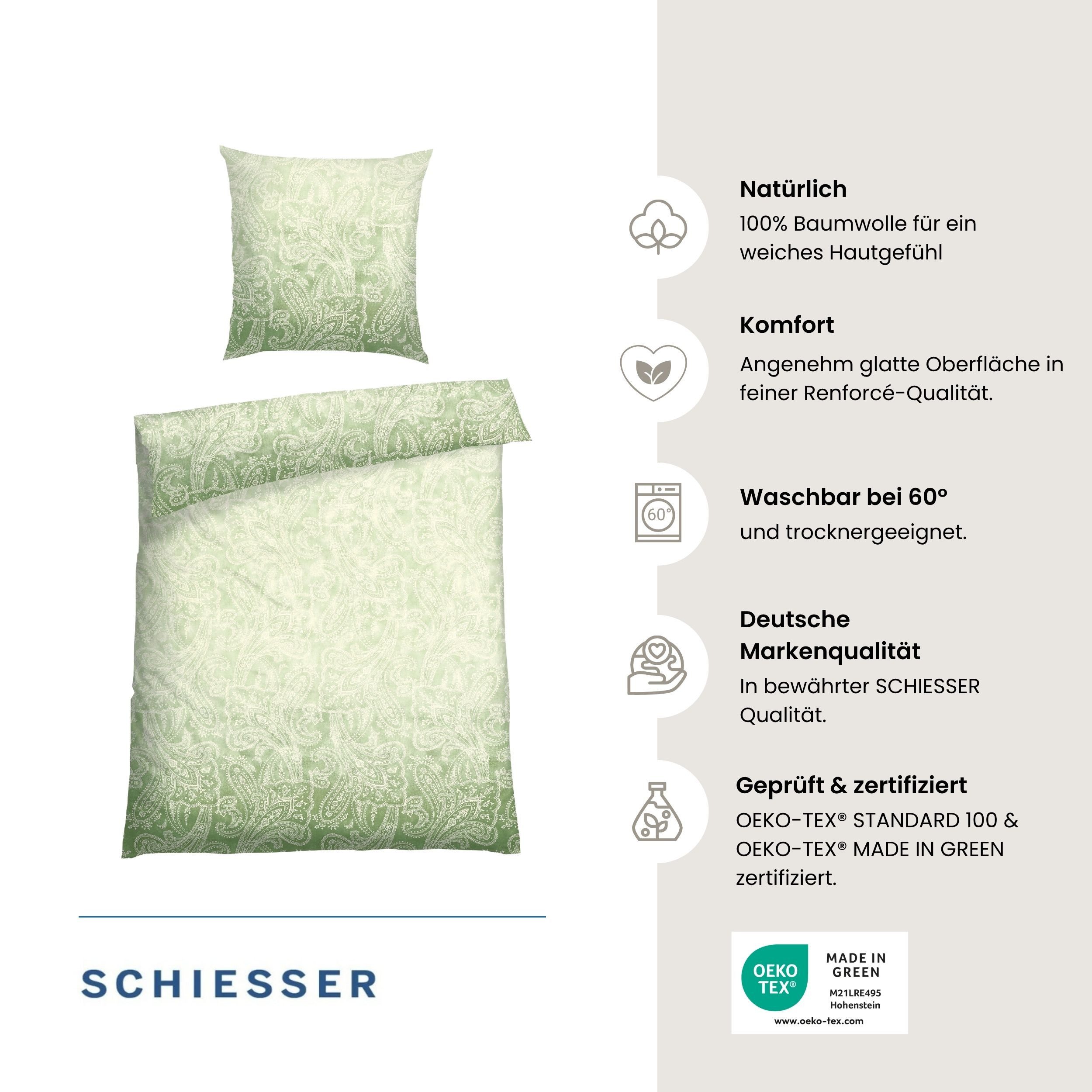 Schiesser Bettwäsche Claire aus weicher Baumwolle mit Paisleymuster in dezentem Farbverlauf, Renforcé, 2 teilig, OEKO-TEX® MADE IN GREEN – Bild 2 von 5